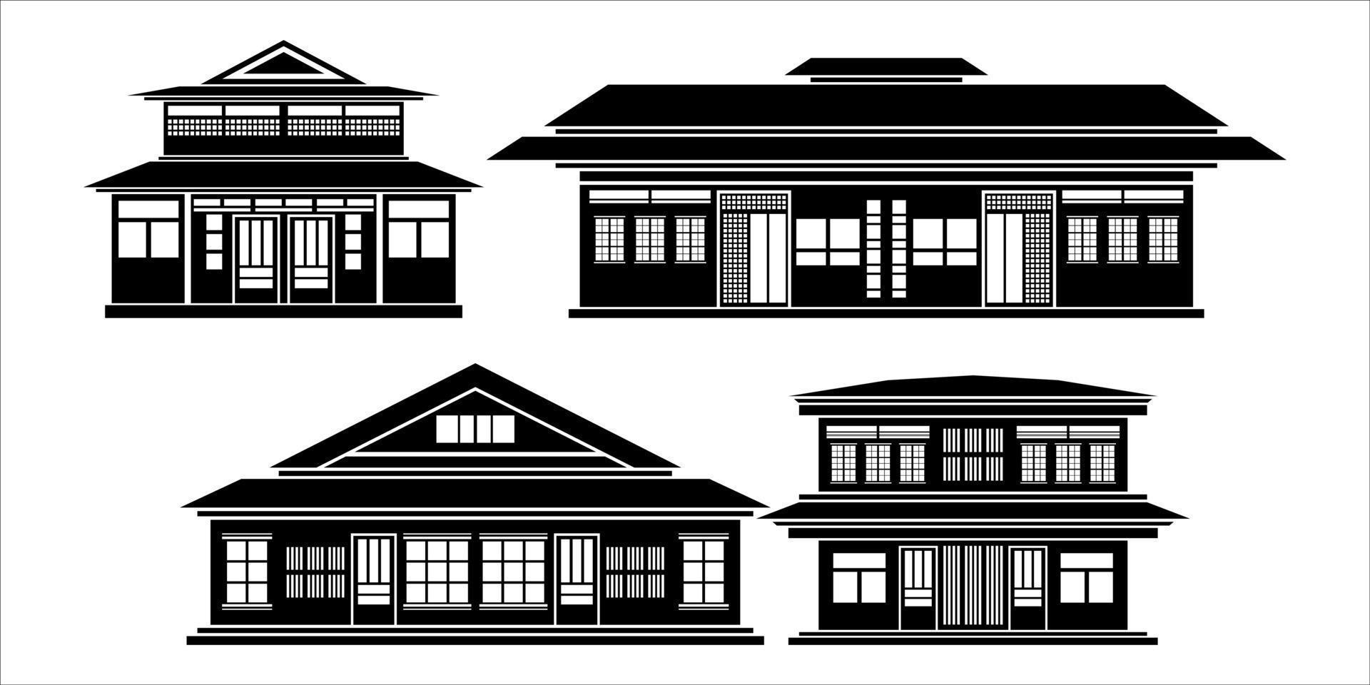 House silhouette, black home vector on white background, for real estate architecture design