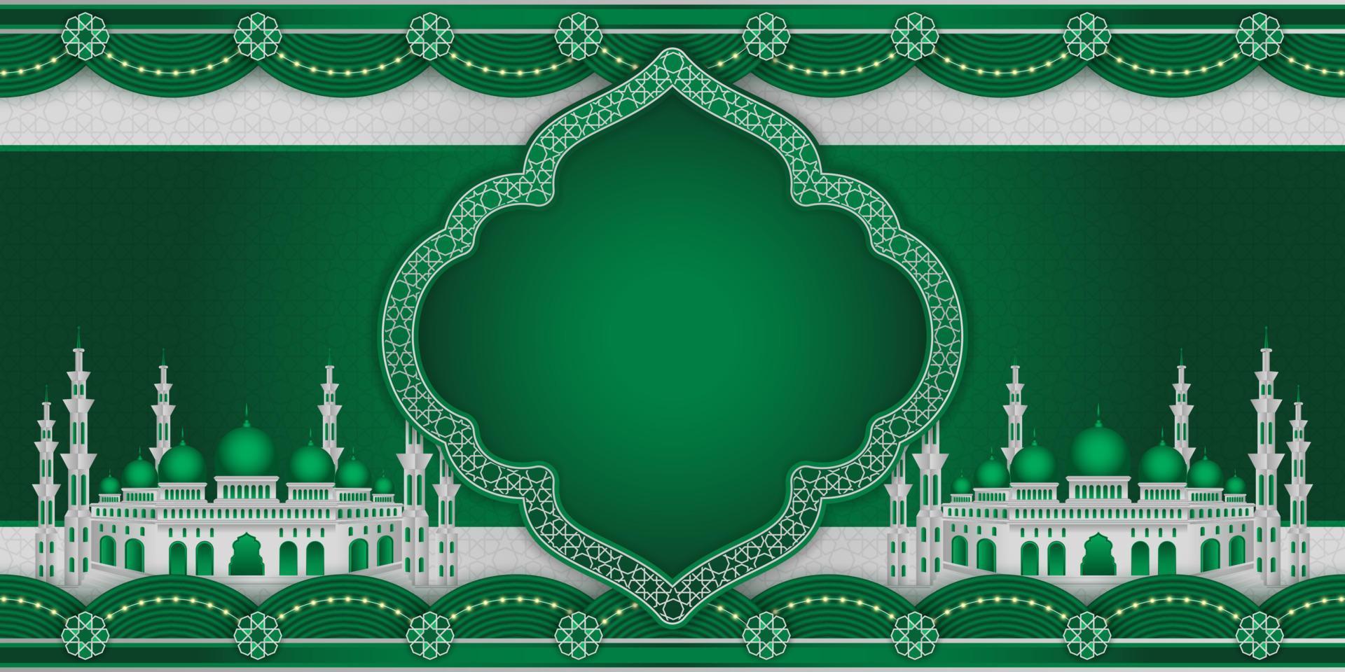 islámico ornamento modelo para fondo, horizontal bandera, póster, cubrir diseño, social medios de comunicación alimentar, cuentos. Ramadán kareem y eid Mubarak 2023 concepto vector