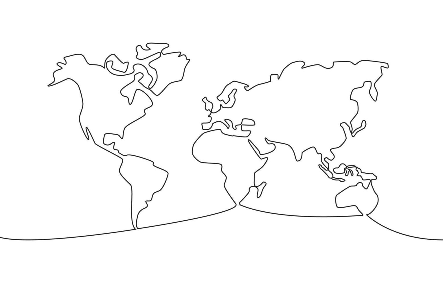 One Stroke Art World Map Design vector