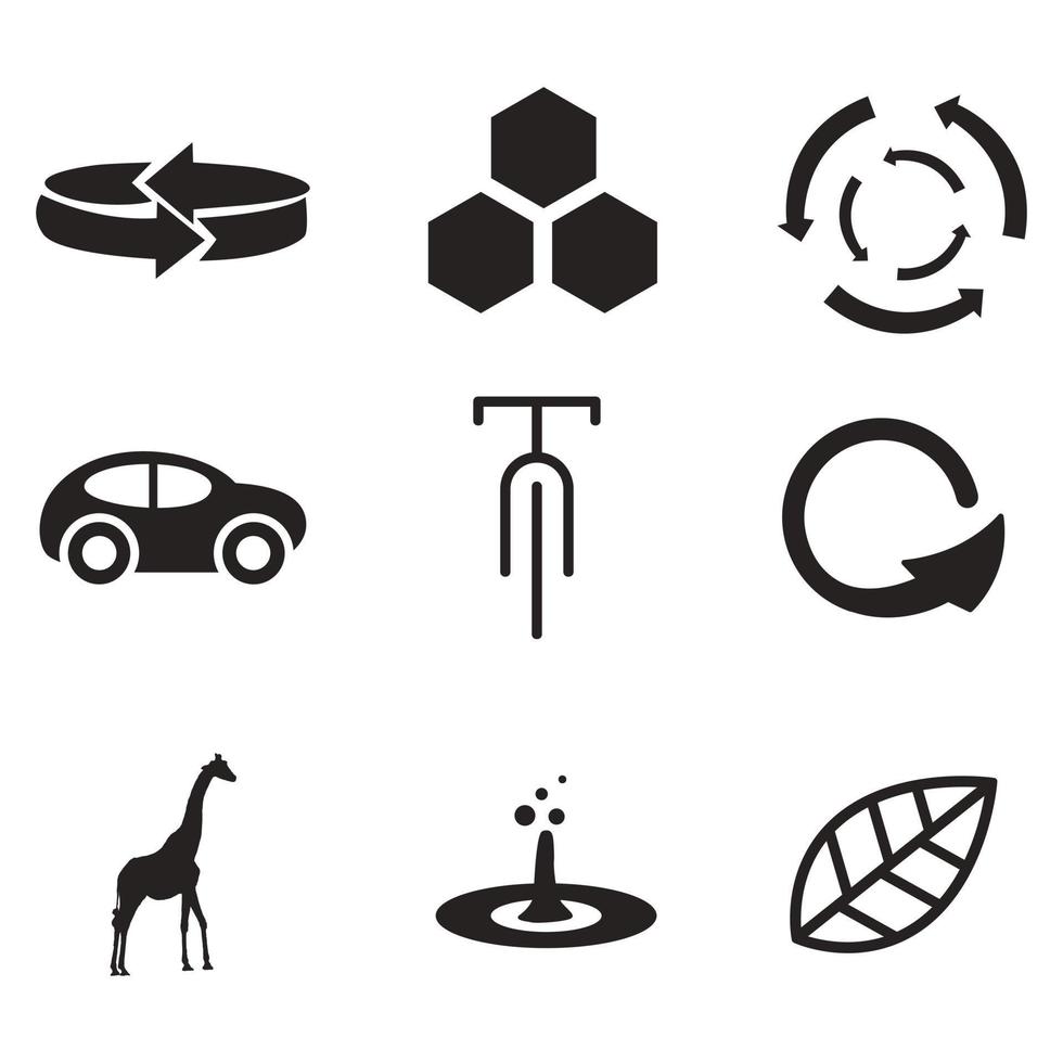 Environmental Issues icon set. Collection of Environment and Climate related vector glyph icons
