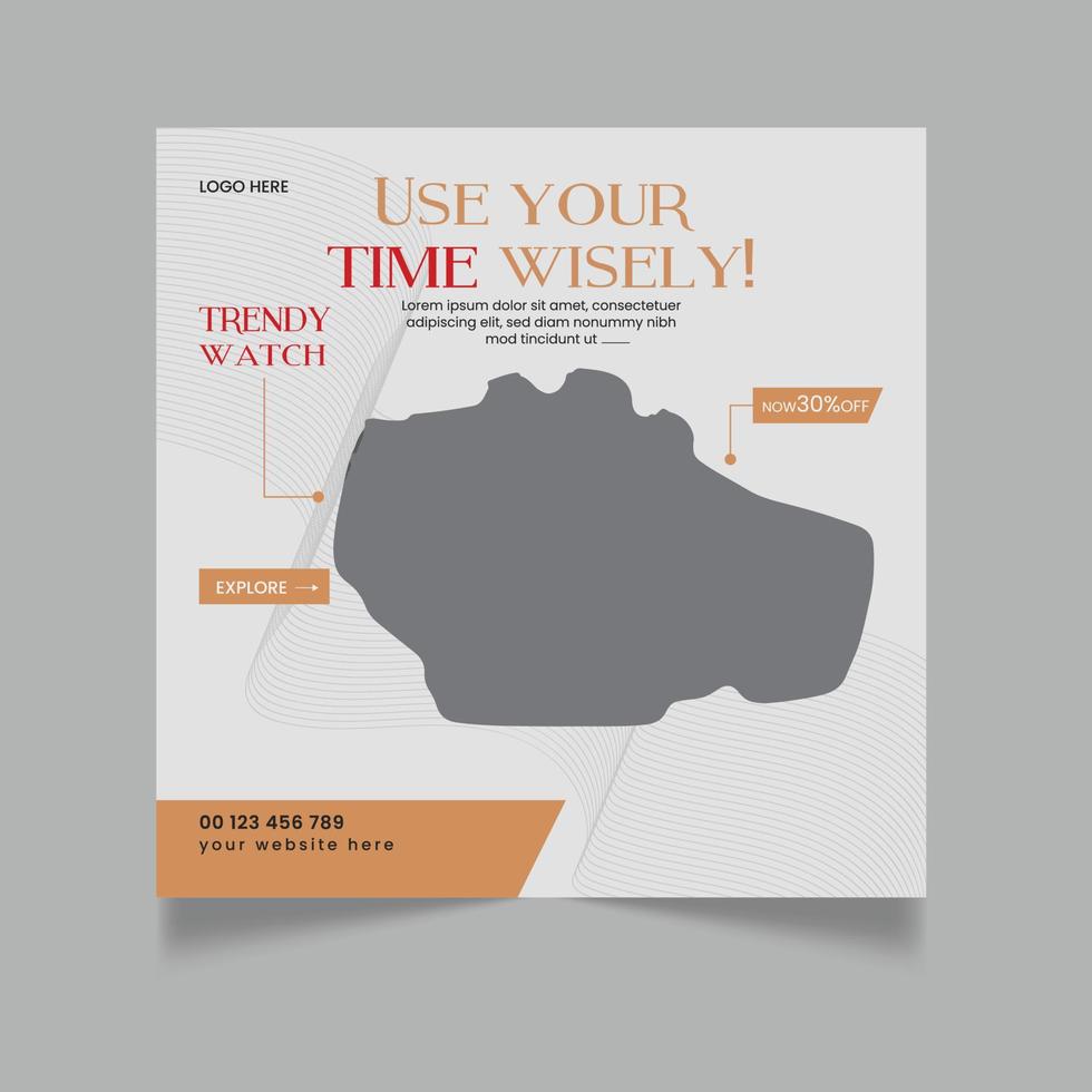 Exclusive collection watch selling social media template vector