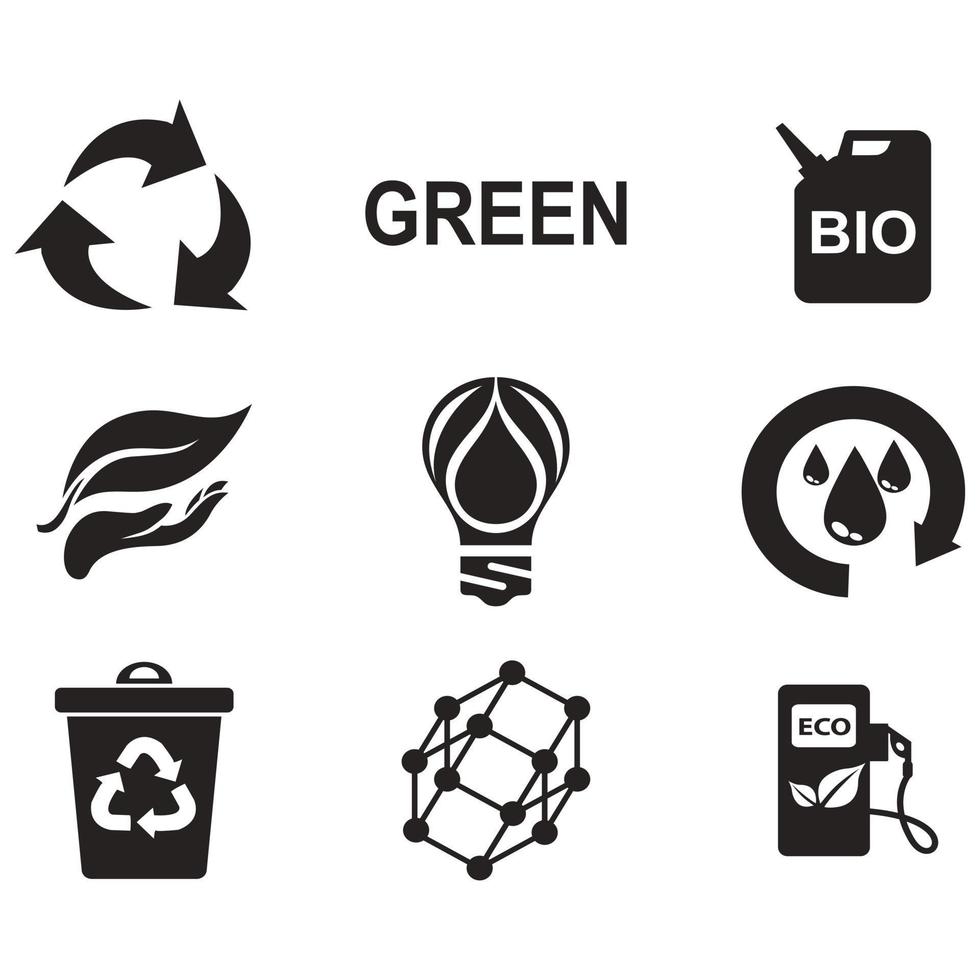 Environmental Issues icon set. Collection of Environment and Climate related vector glyph icons