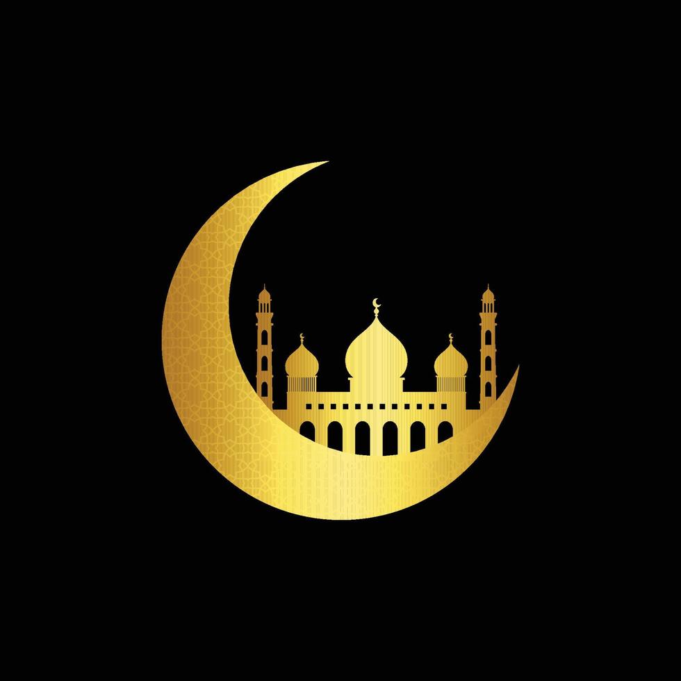 golden Islamic mosque vector design