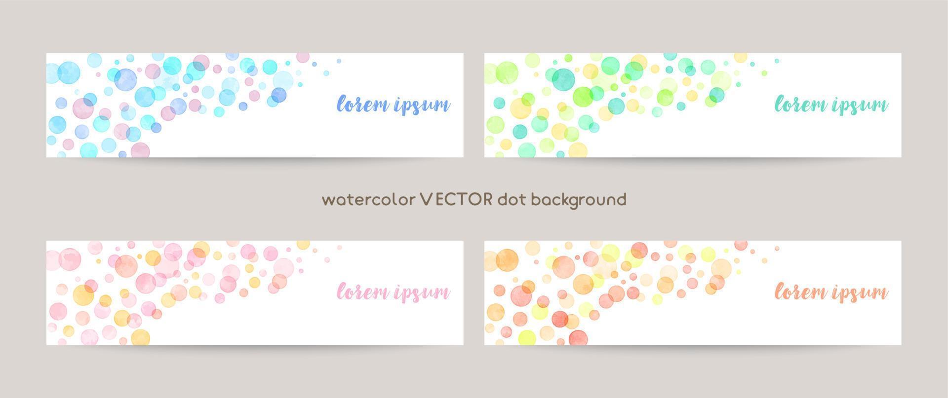 Set of colorful vector watercolor backgrounds with white space for text. web banners template