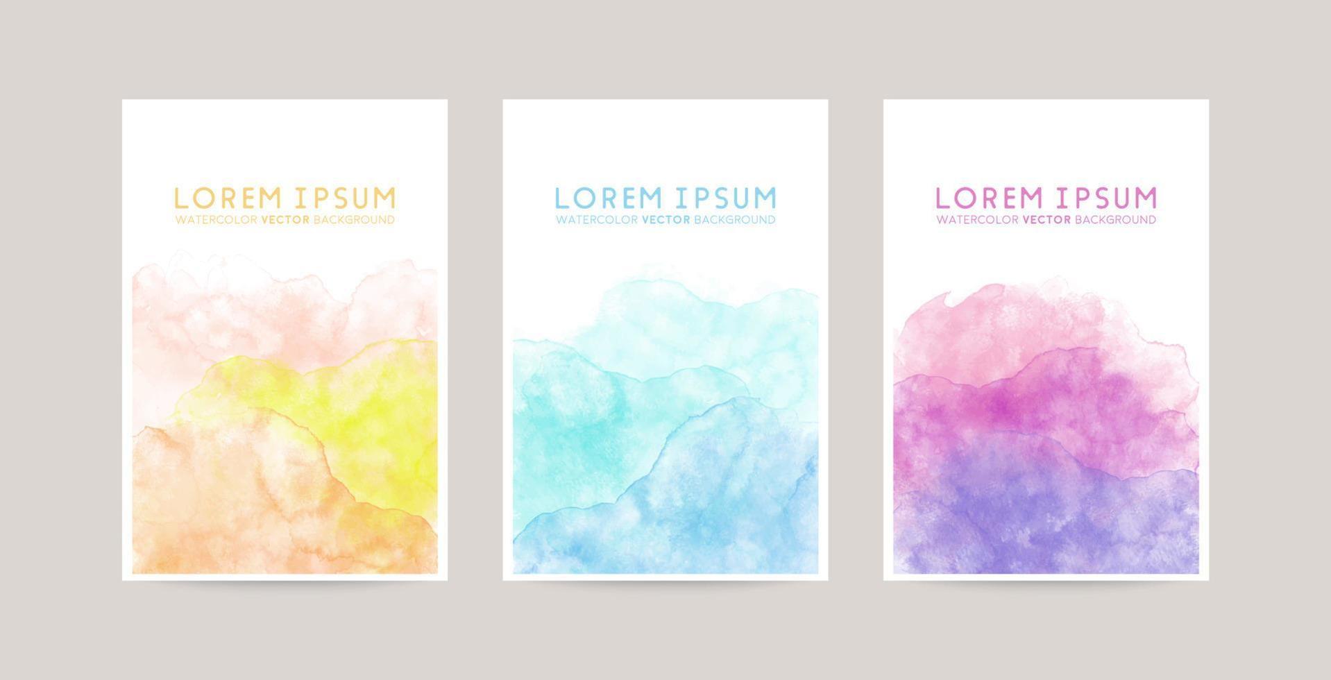 colorful vector card design with watercolor abstract brush decoration