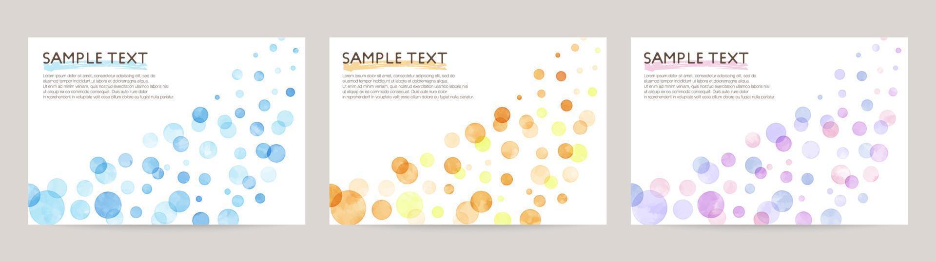 Set of colorful vector watercolor backgrounds with white space for text. Set of cards for wedding, greetings, birthday. backgrounds for web banners design.