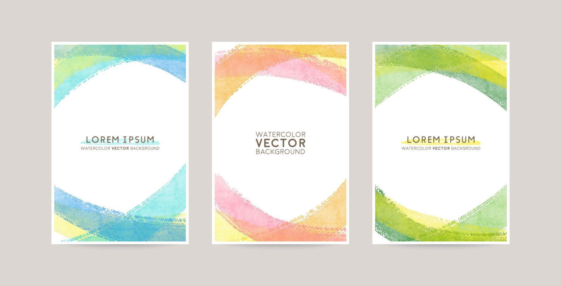 vector card design with mixed lines watercolor abstract brush decoration set