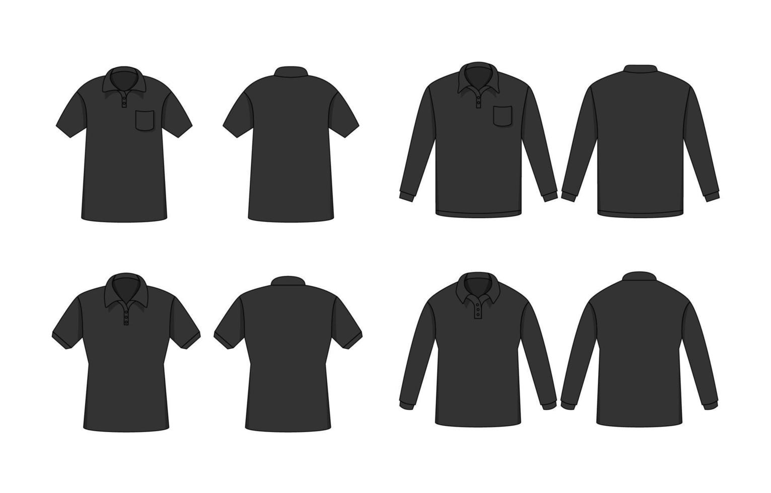 Black Polo Outline Mock Up Template vector