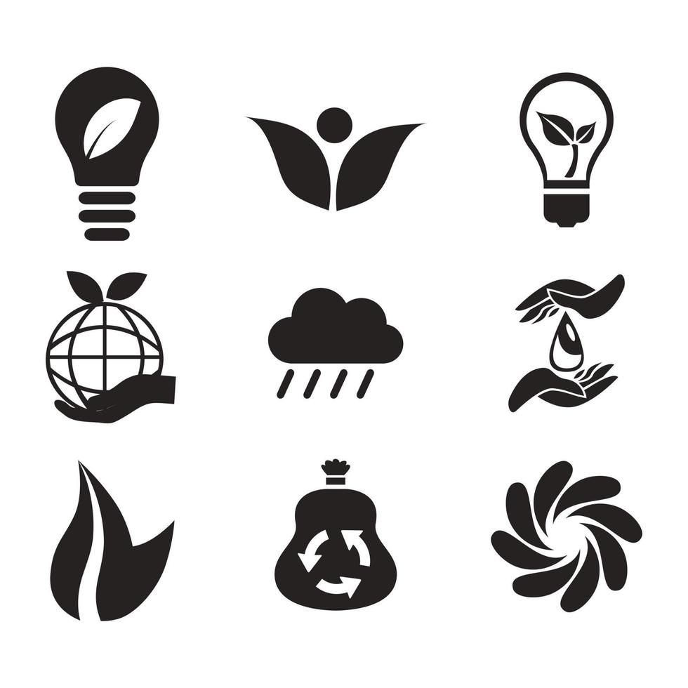 Environmental Issues icon set. Collection of Environment and Climate related vector glyph icons