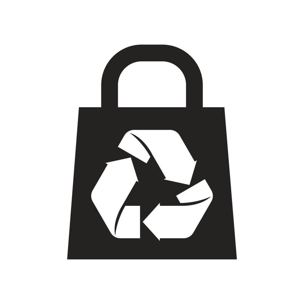 recycled packaging label icon in black flat glyph, filled style isolated on white background vector