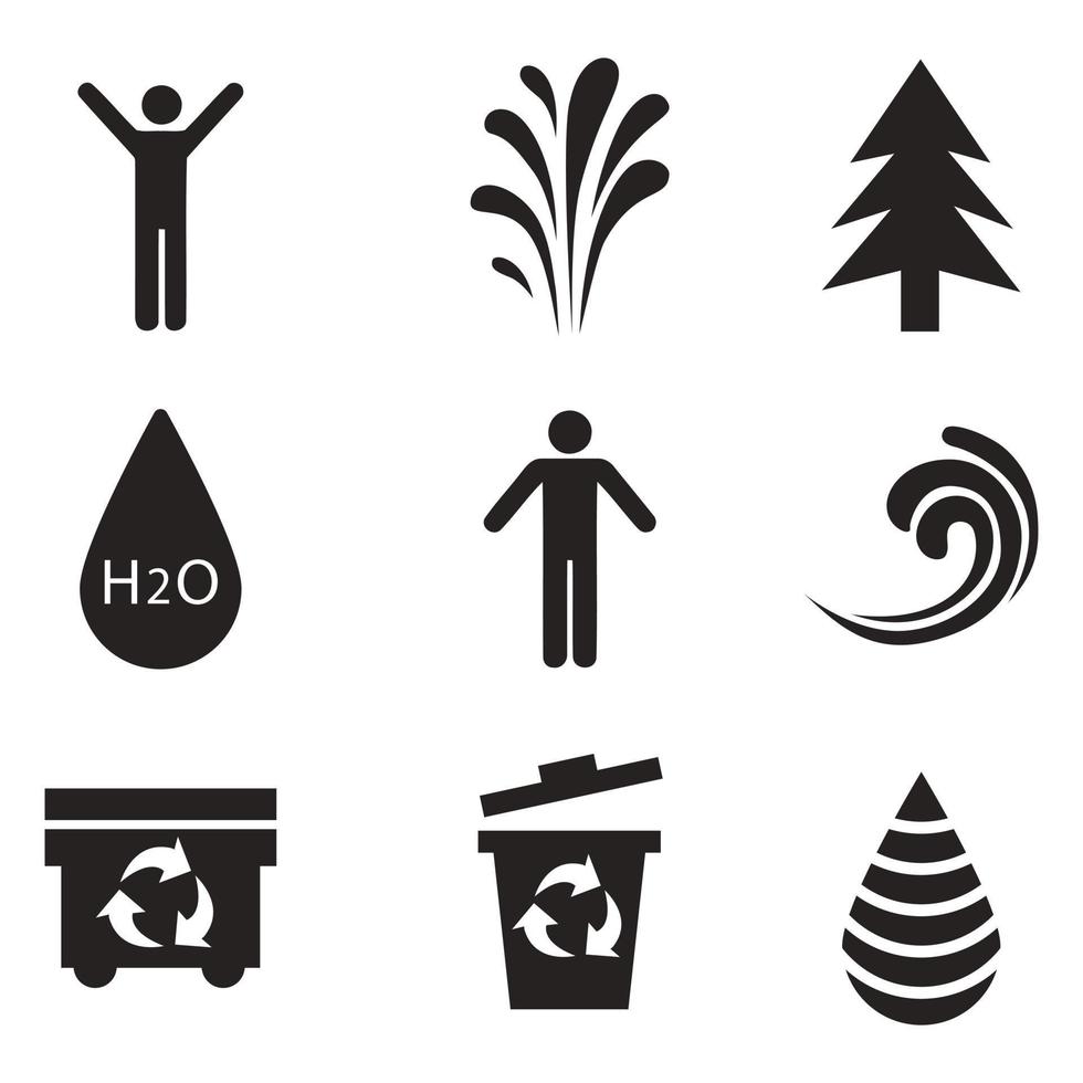 Environmental Issues icon set. Collection of Environment and Climate related vector glyph icons