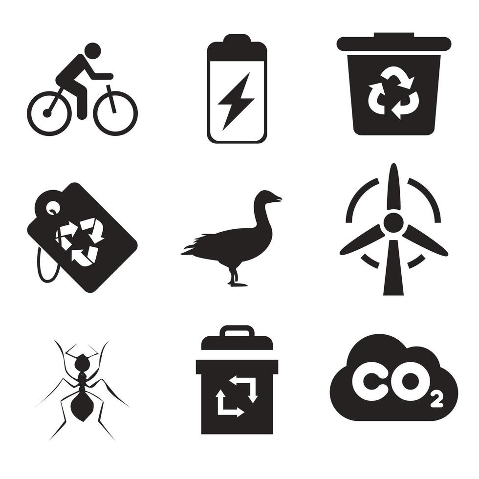 Environmental Issues icon set. Collection of Environment and Climate related vector glyph icons