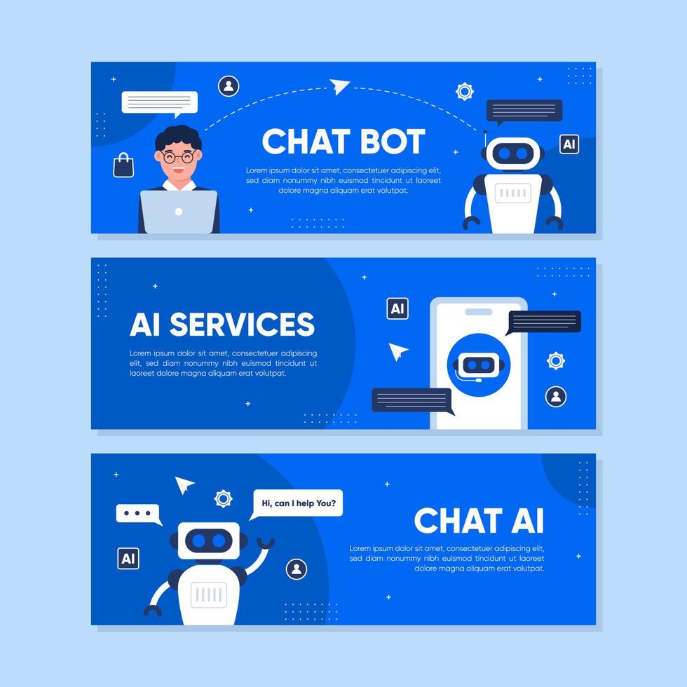 Chat Bot AI Banner Collection Set vector