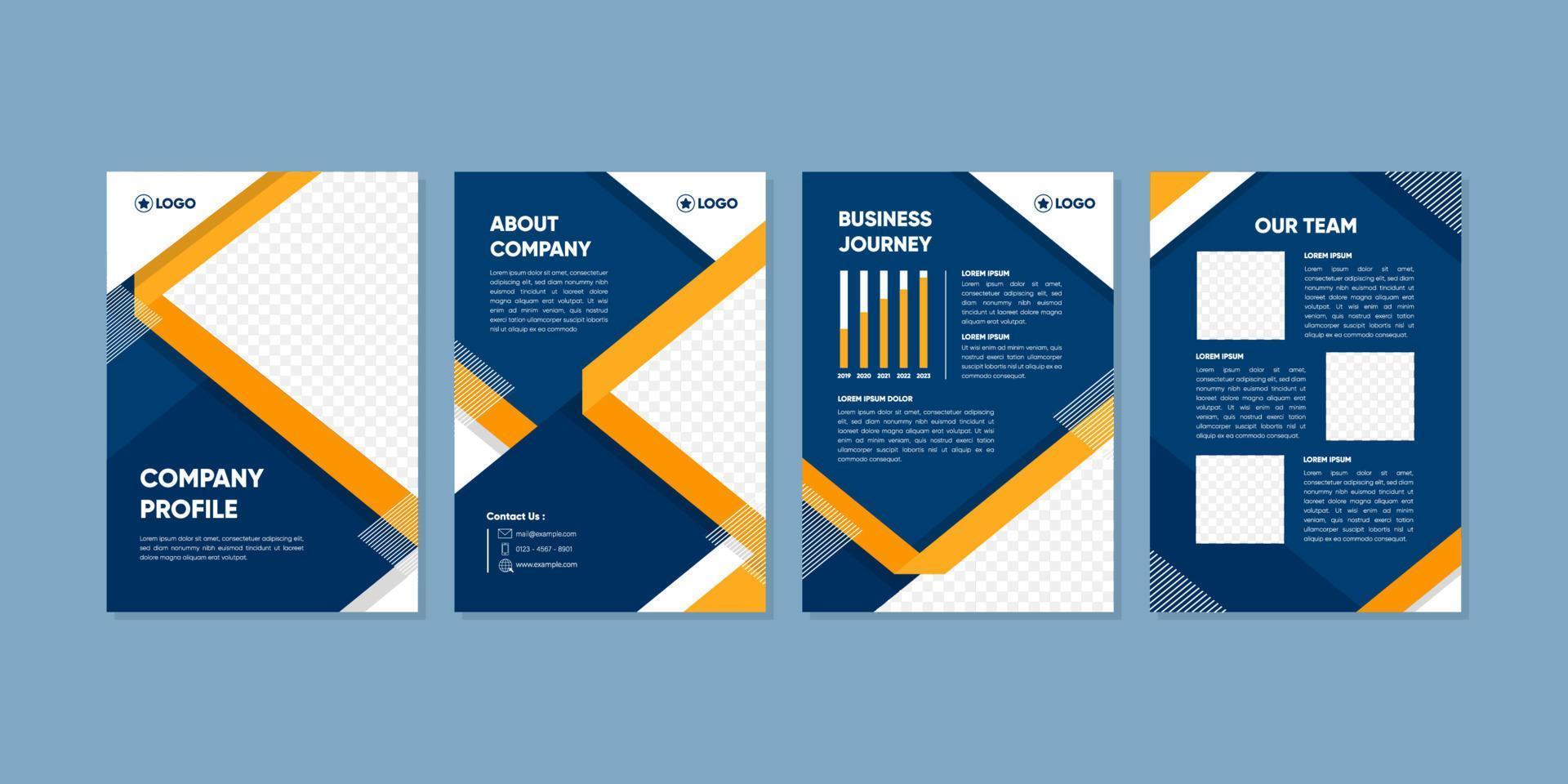 Company Profile Blue and Gold Template Collection Set vector