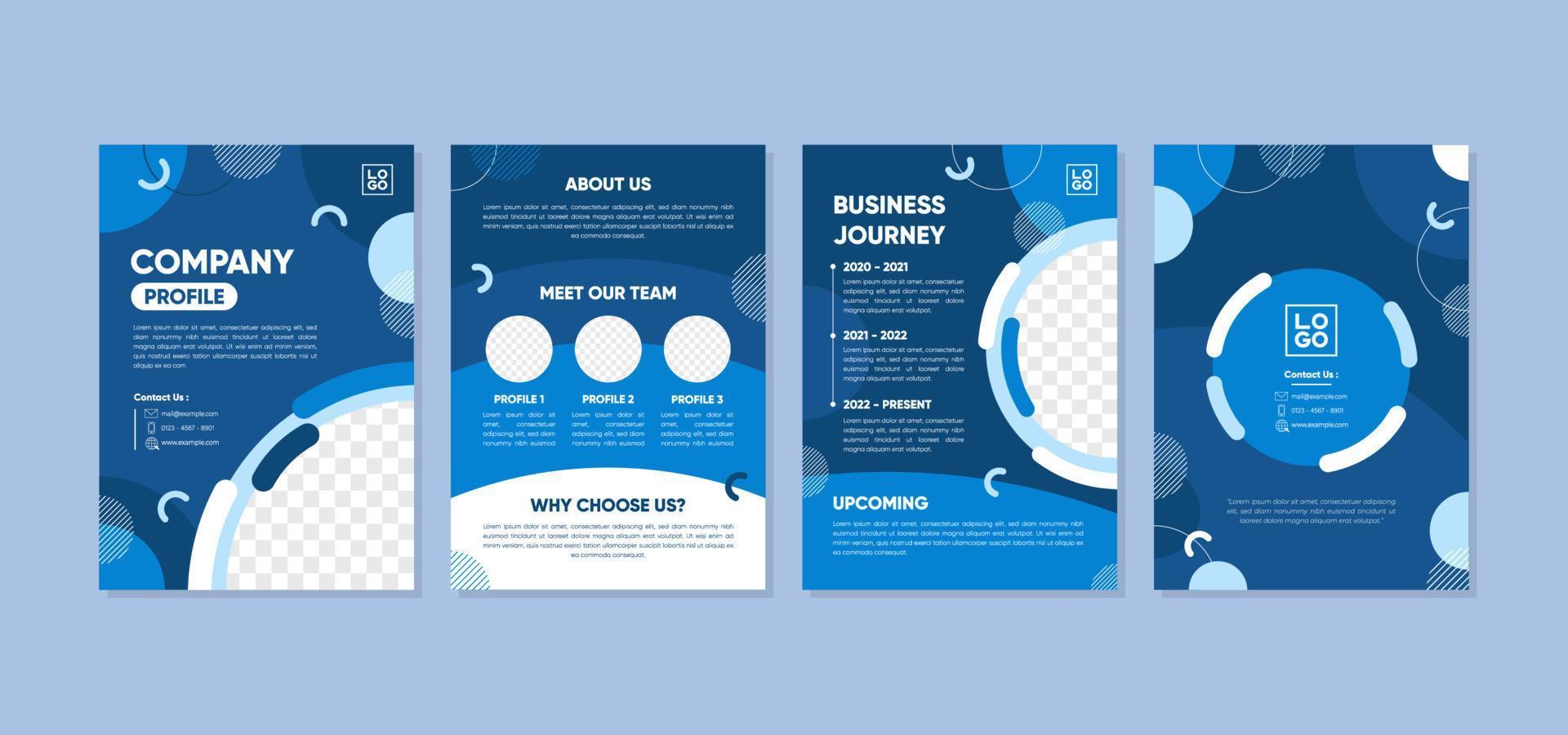 Company Profile Blue Template Collection Set vector