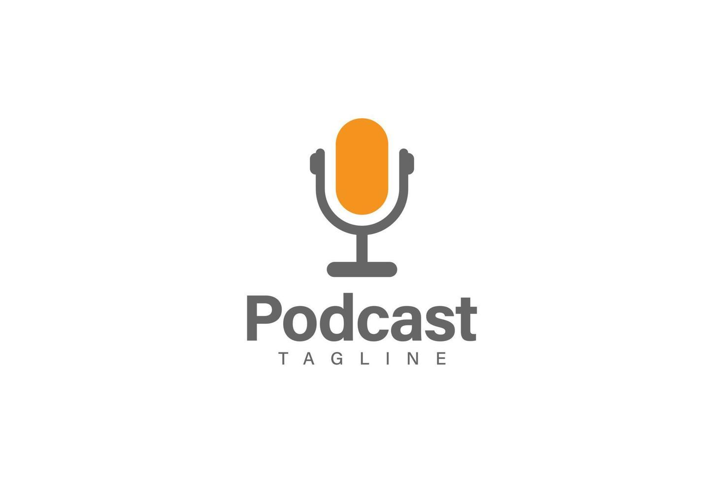 Podcast logo design vector, microphone symbol and circle concept vector