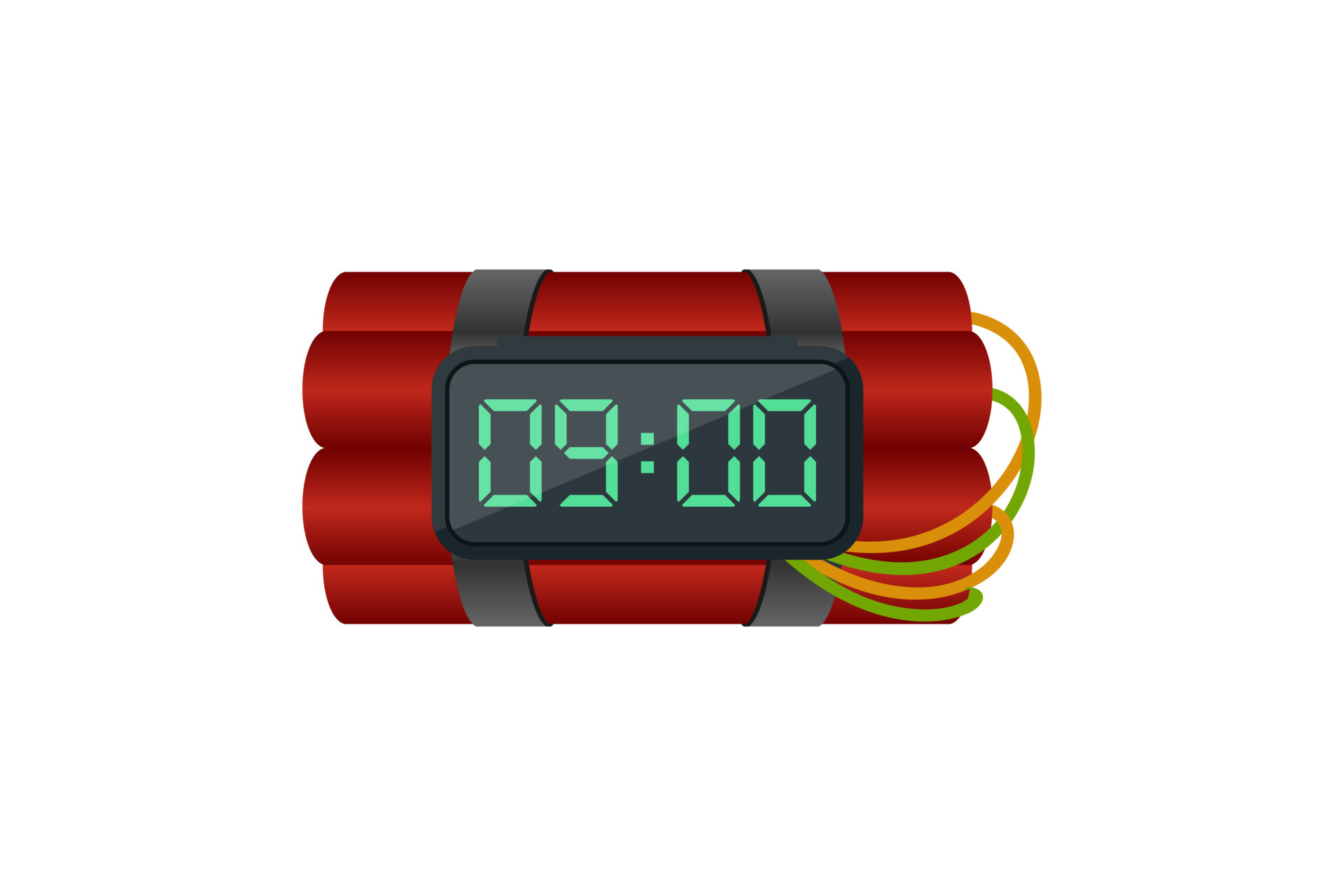 Bomb dynamite and countdown digital clock vector design on white