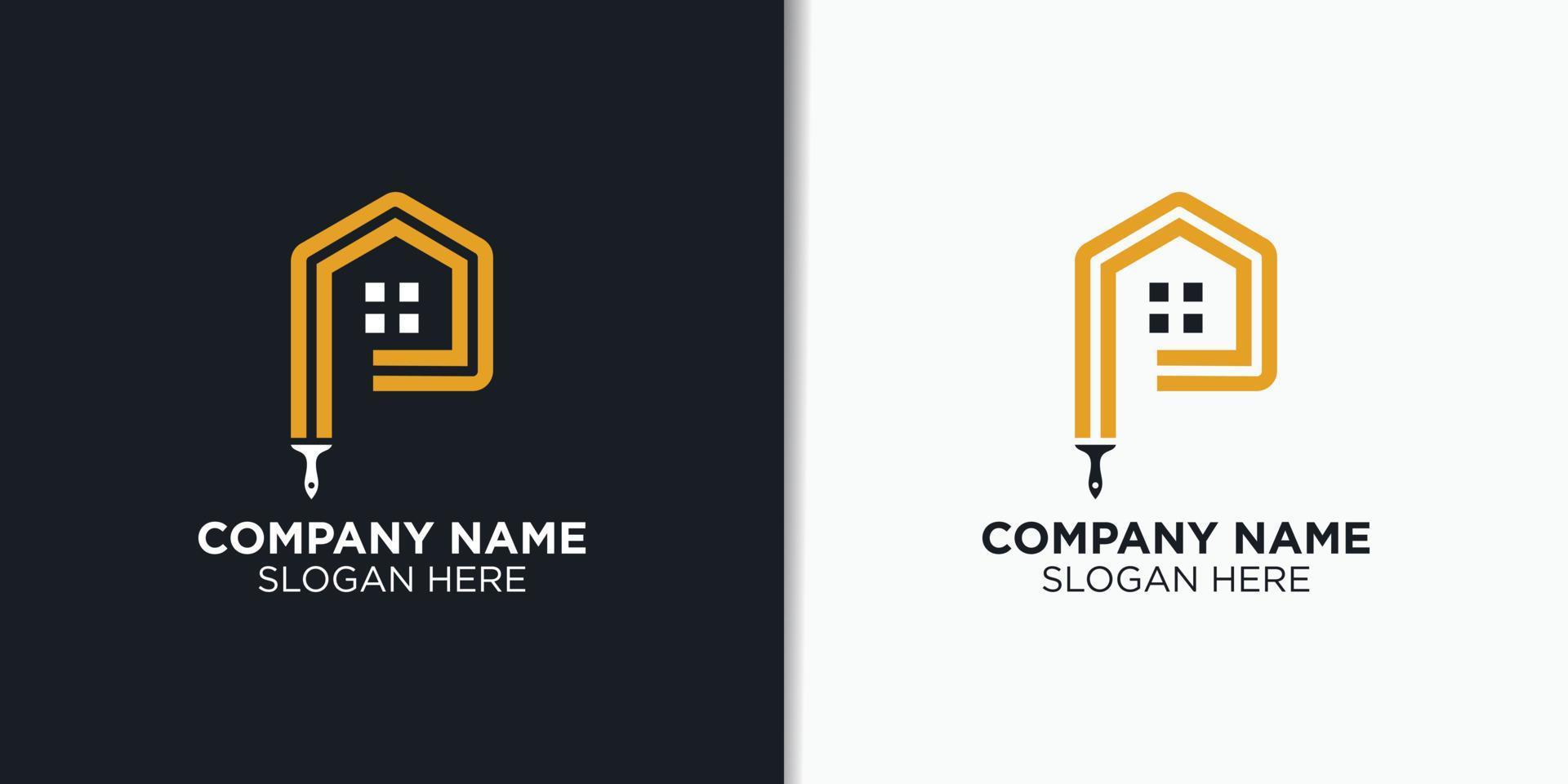 home painting logo template, construction logo inspiration vector