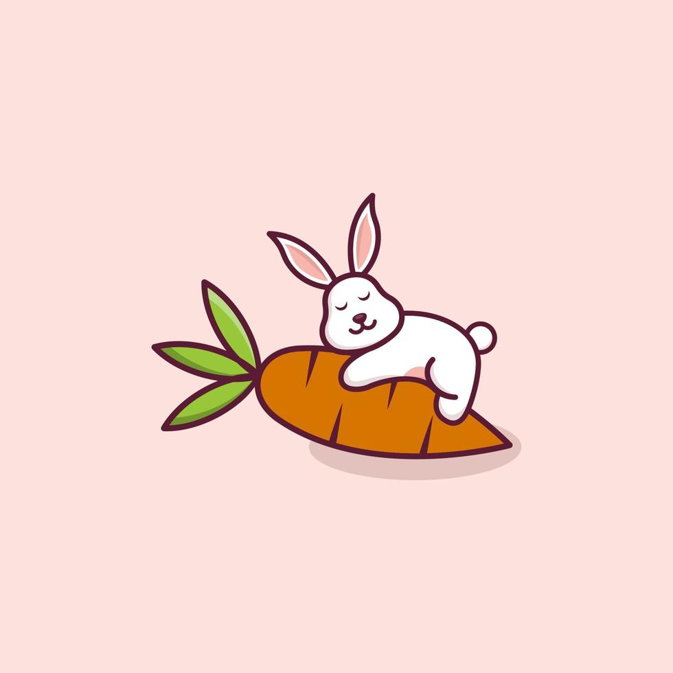 Cute Sleep Rabbit Logo vector