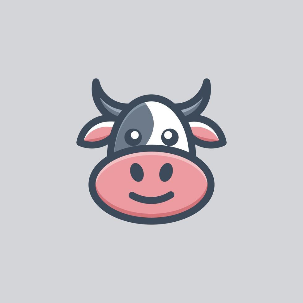Smile Cute Head Cow Logo vector