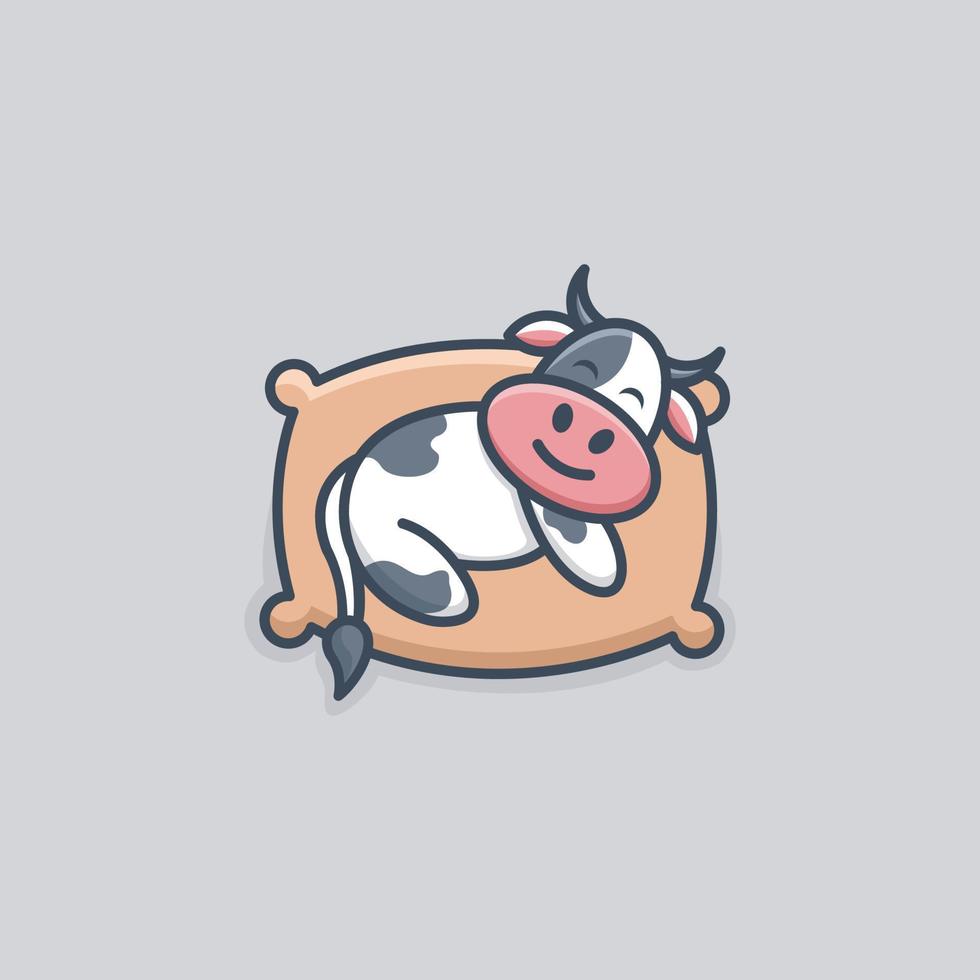 Cute Sleep Cow Logo vector