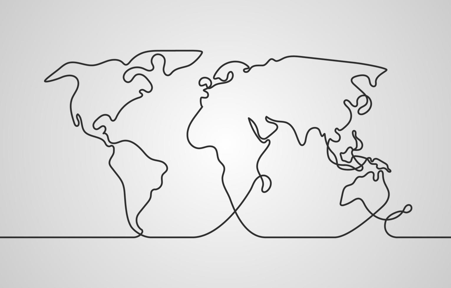 uno línea Arte de mundo mapa vector