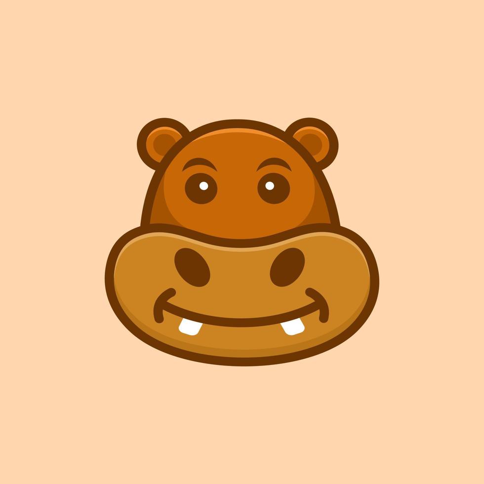 Cute Head Hippo Logo Design vector