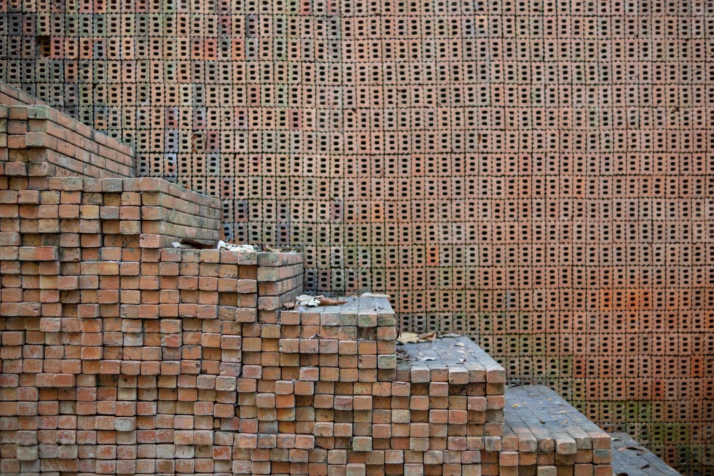 Construction brick wall background Made up as designed to make the brick wall look beautiful and strong, and the brick wall has space for advertising messages. copy space for inserting text photo