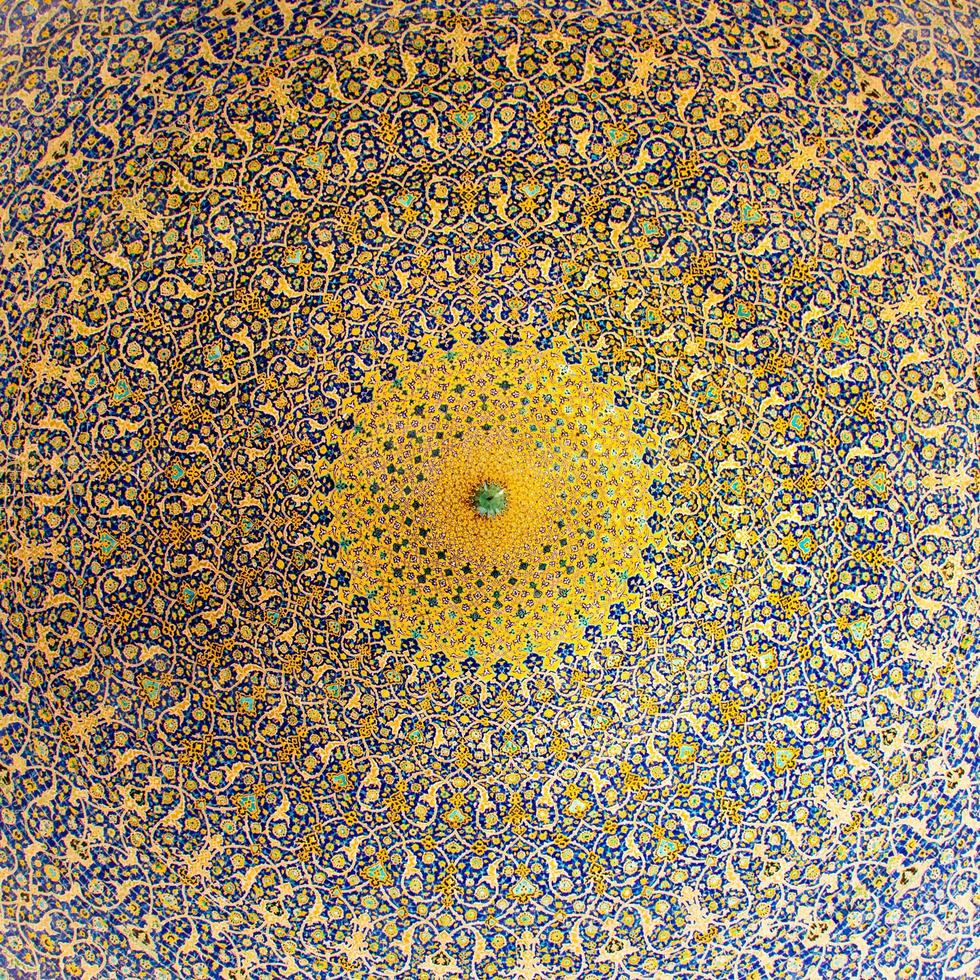 Beautiful ceilings artwork square background of Iranian architecture artwork photo