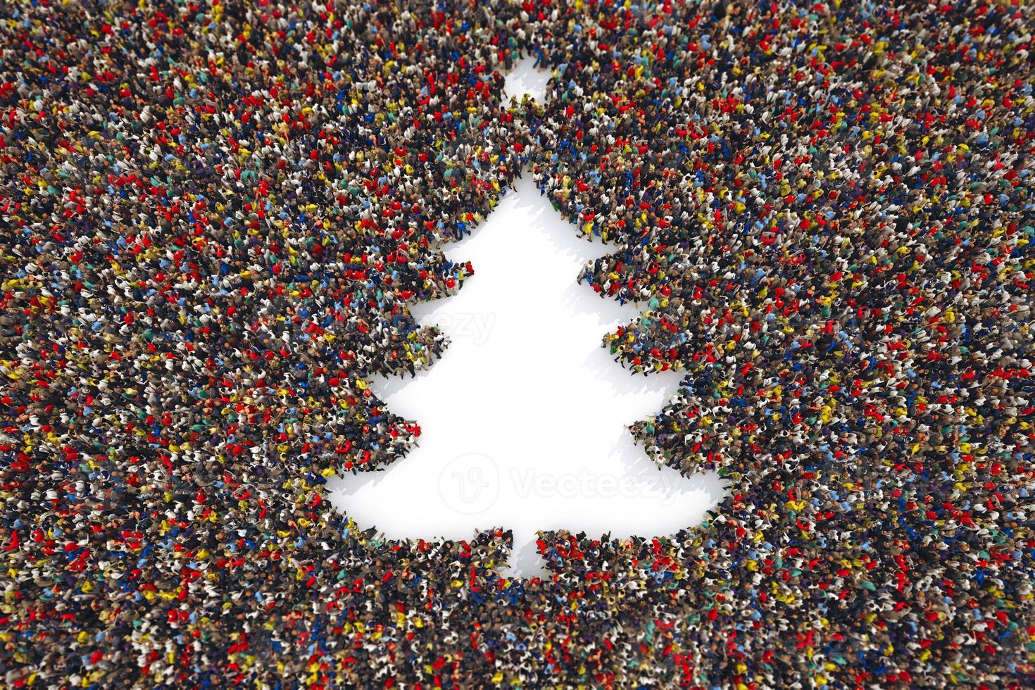 People form the shape of a christmas tree. 3D Rendering photo