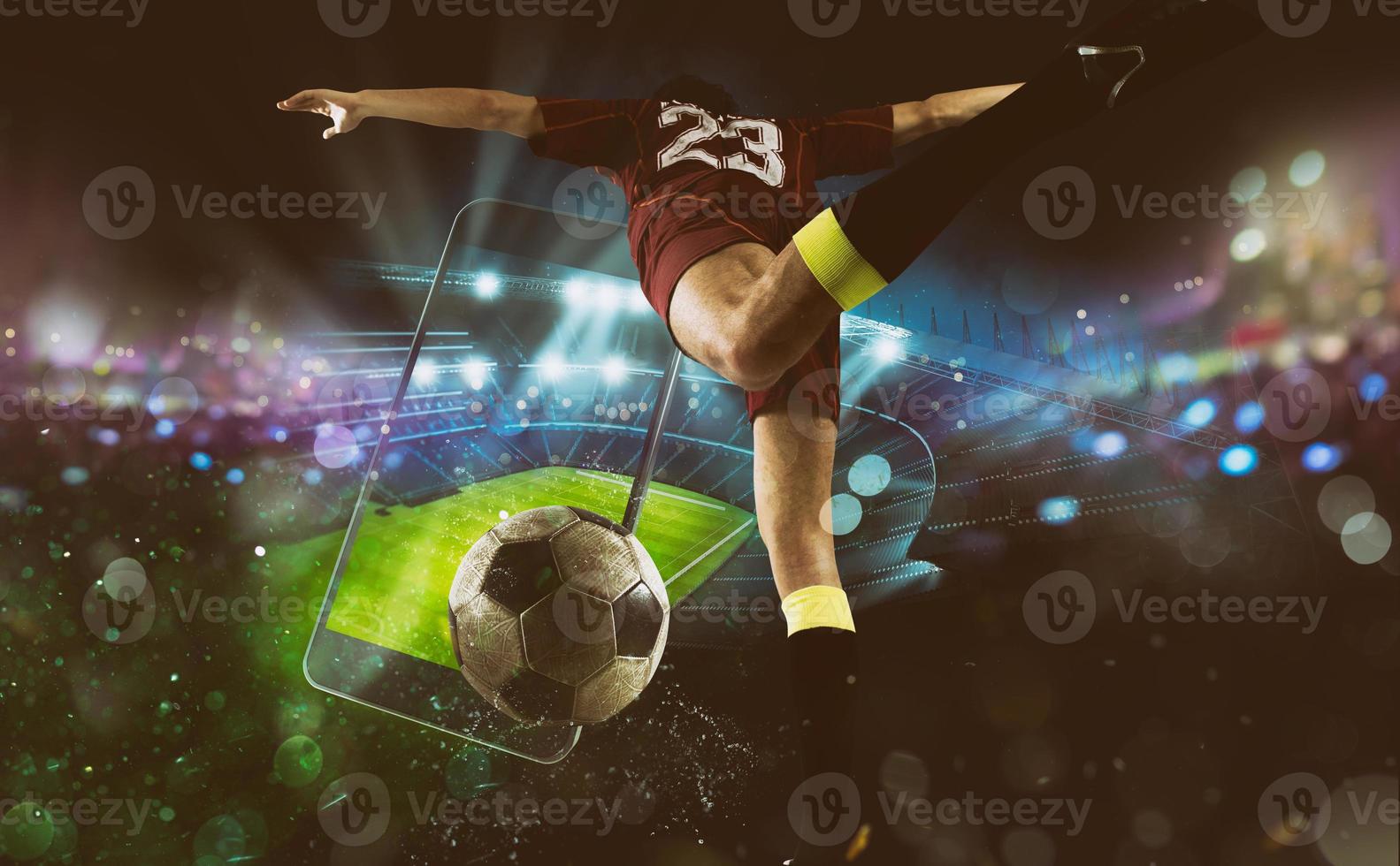 Watch a live sports event on your mobile device. Betting on football matches photo