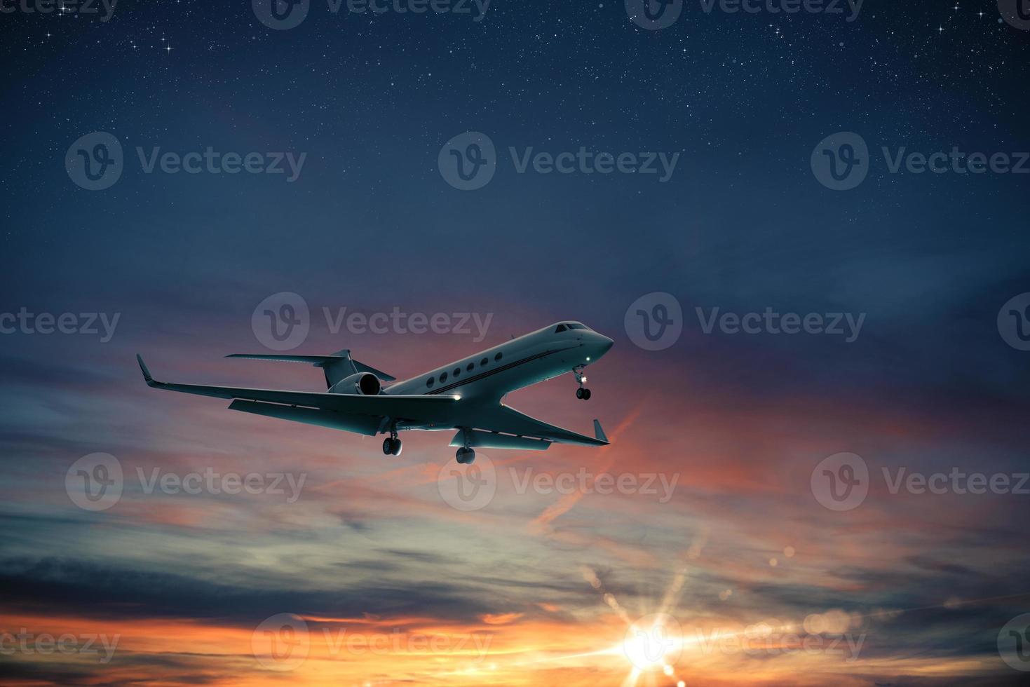 Sunset aircraft flight photo