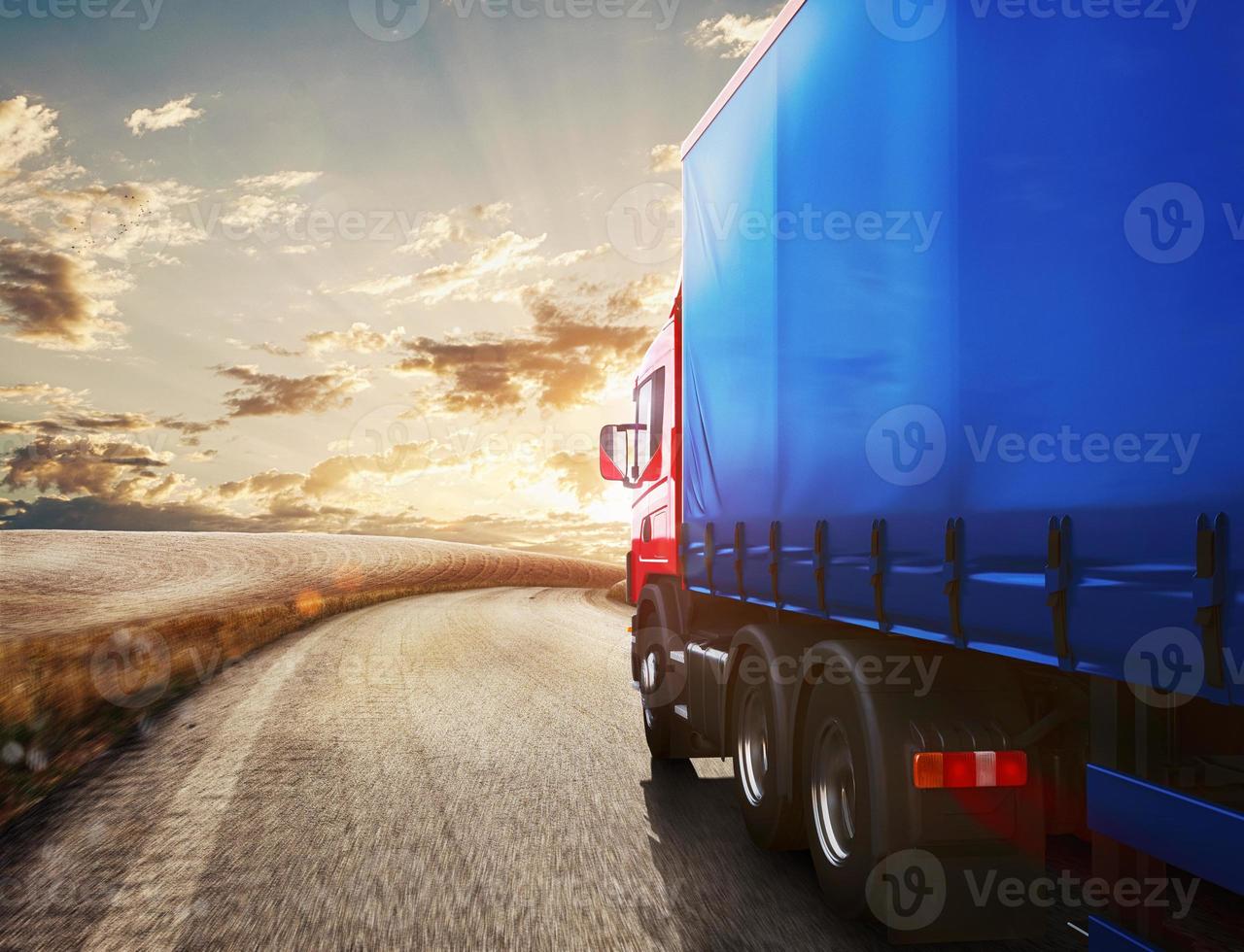 Truck transport. 3D Rendering photo