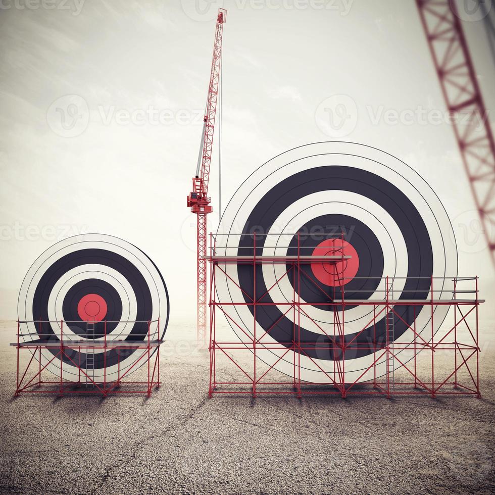 Build a business target and achieve more important goals . Mixed media 3D illustration photo