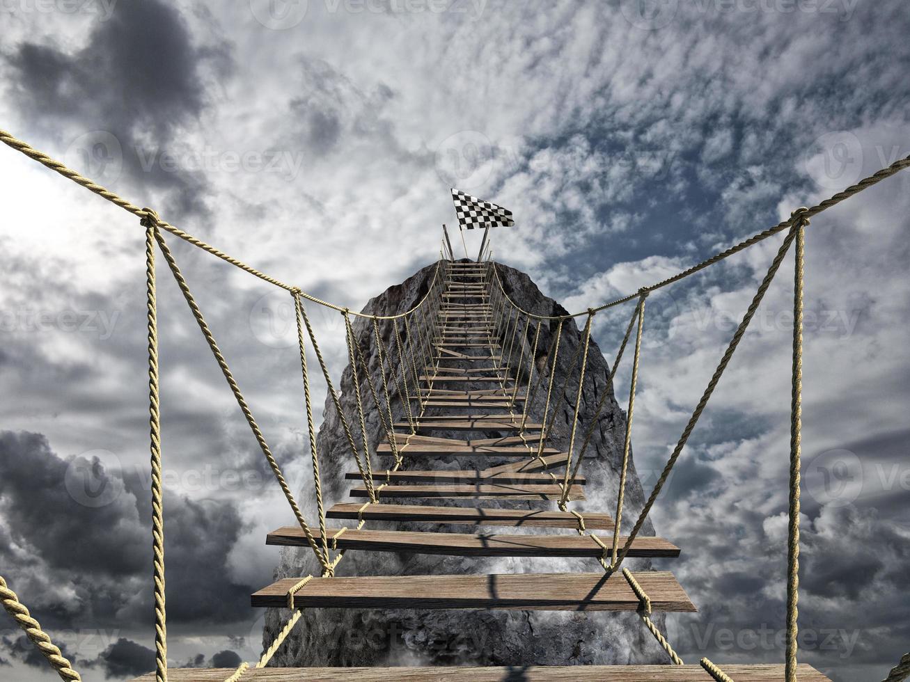 Reach the success with difficult. Achievement business goal and Difficult career concept photo