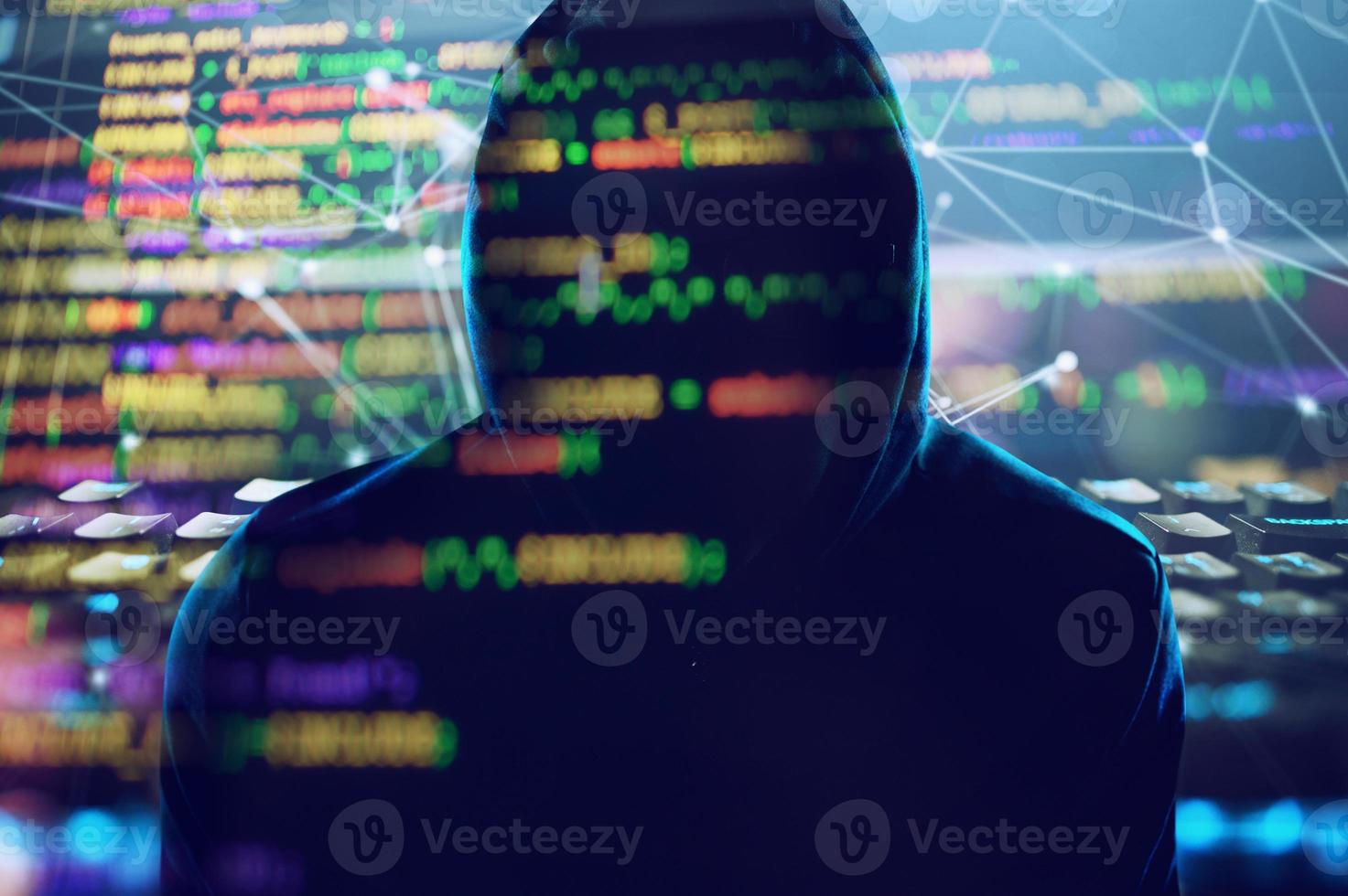 Hidden hacker works in the dark to steal data online photo