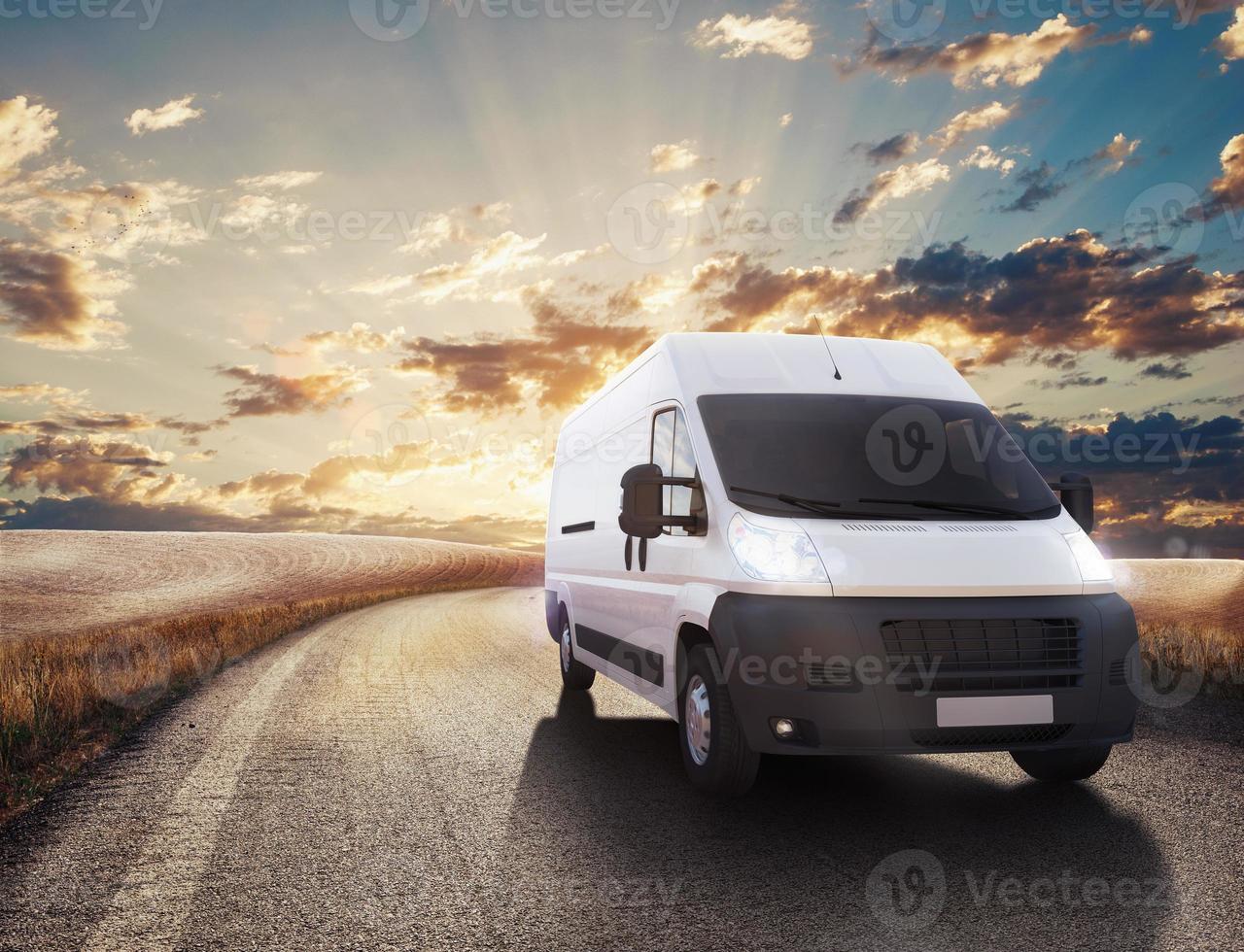 Transport truck. 3D Rendering photo