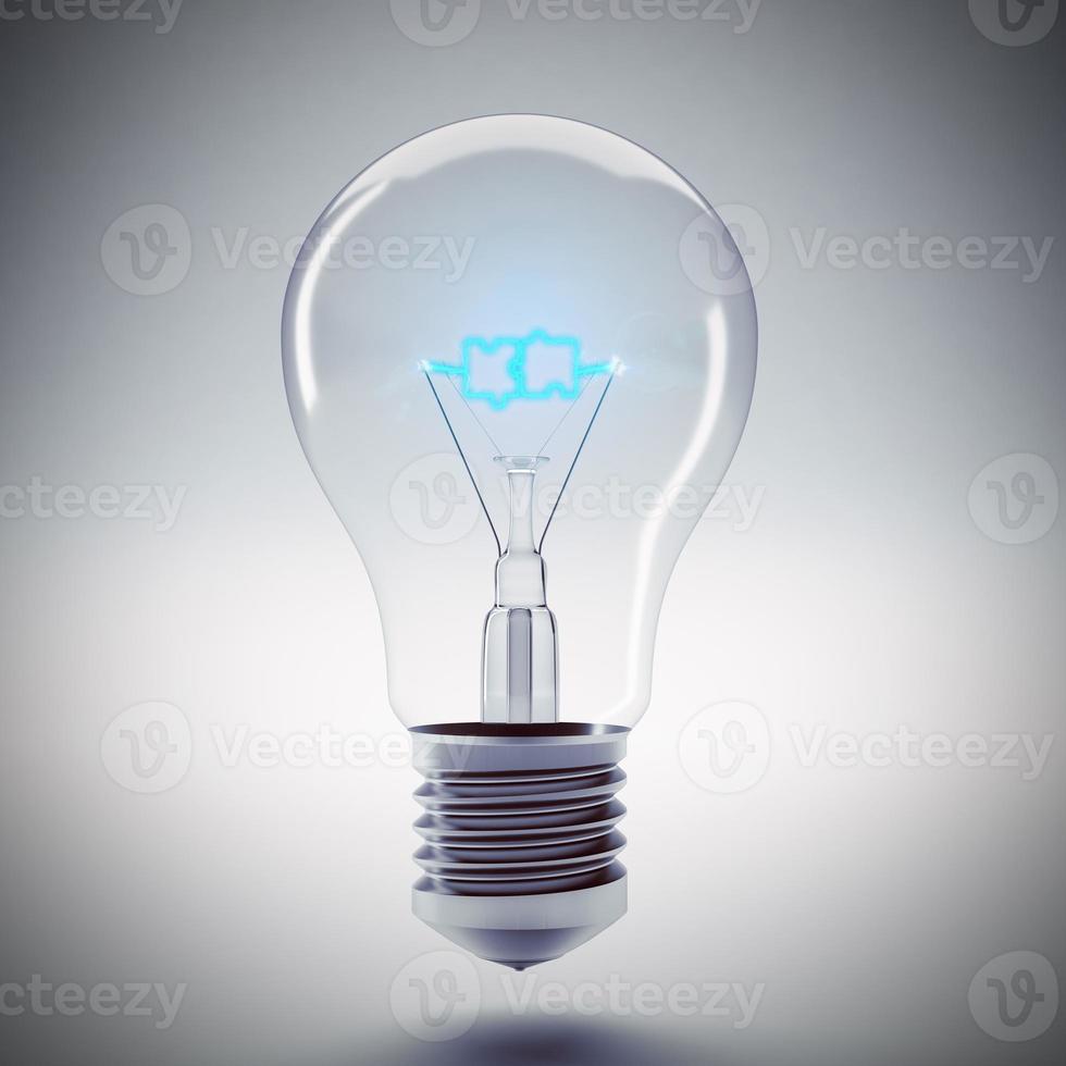 Puzzle bulb light. 3d rendering photo