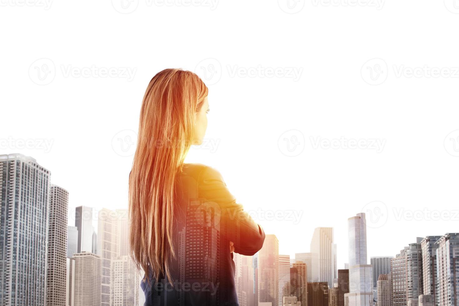 Businesswoman looks far for the future photo