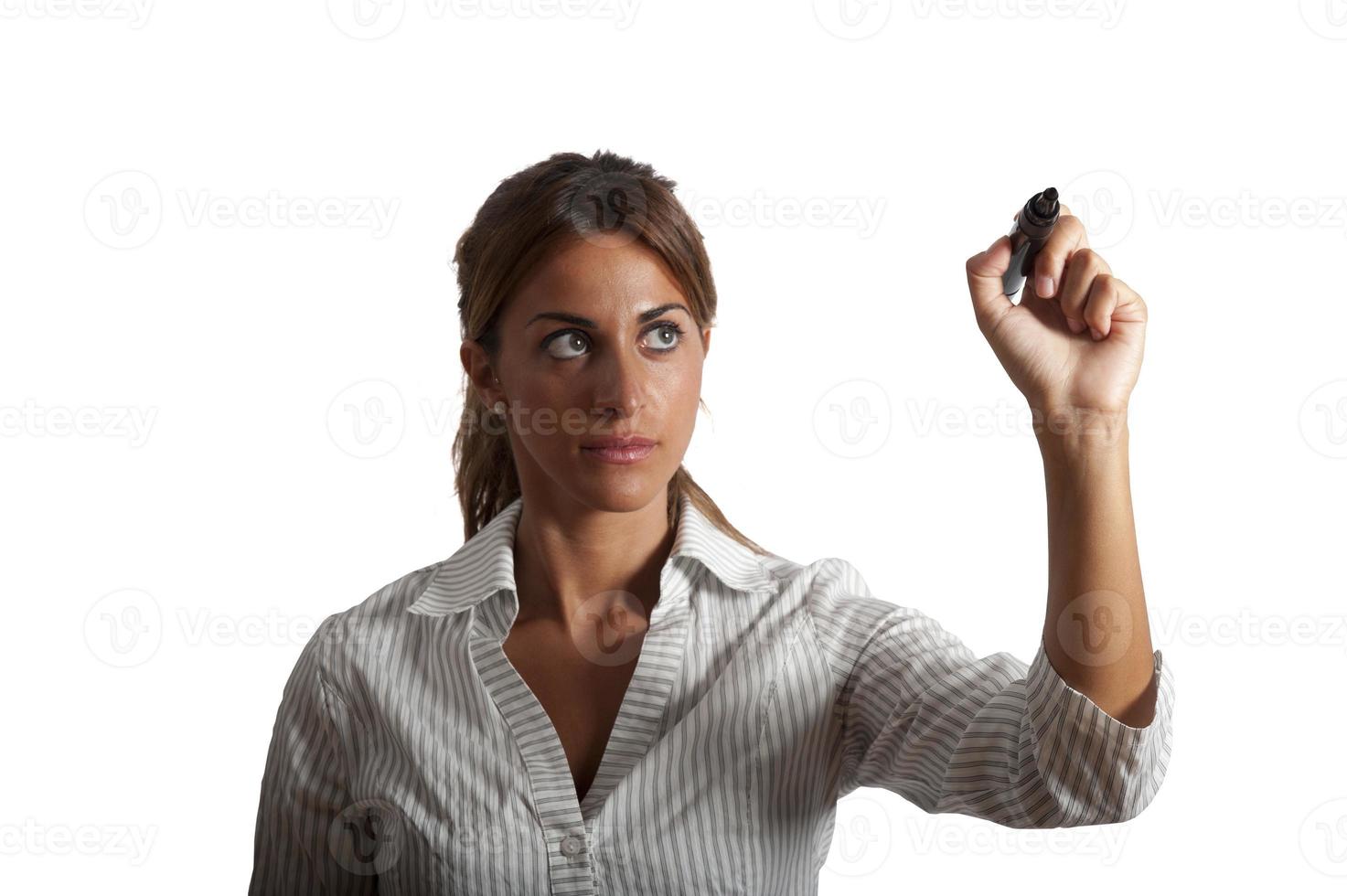 Businesswoman drawing on wihteboard photo