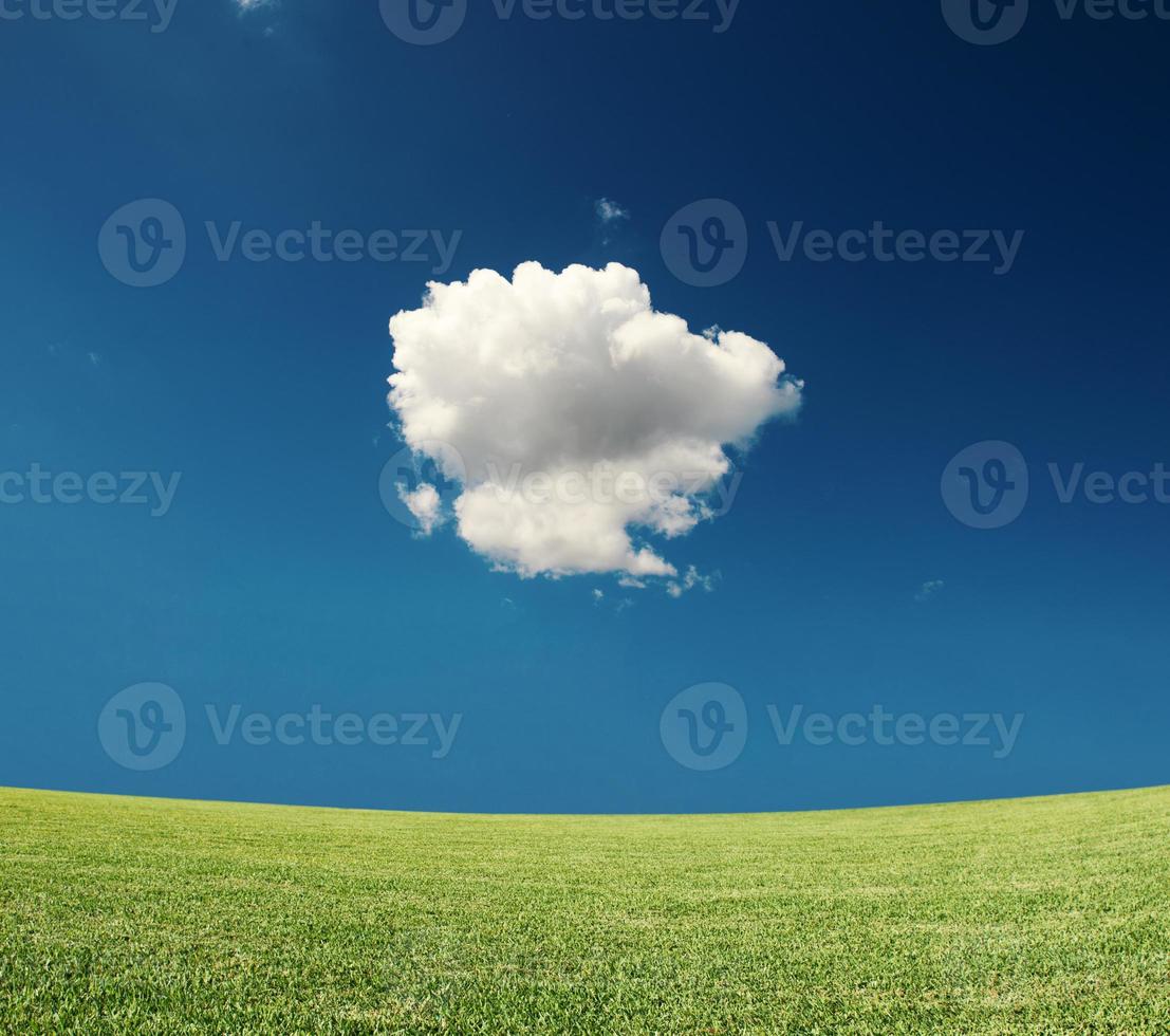 Green field with a cloud in the sky photo