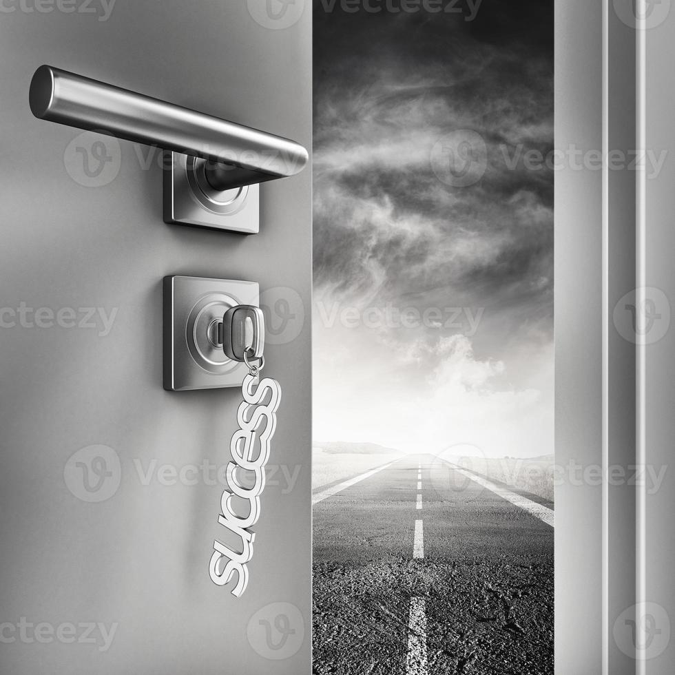 3D Rendering open success door photo