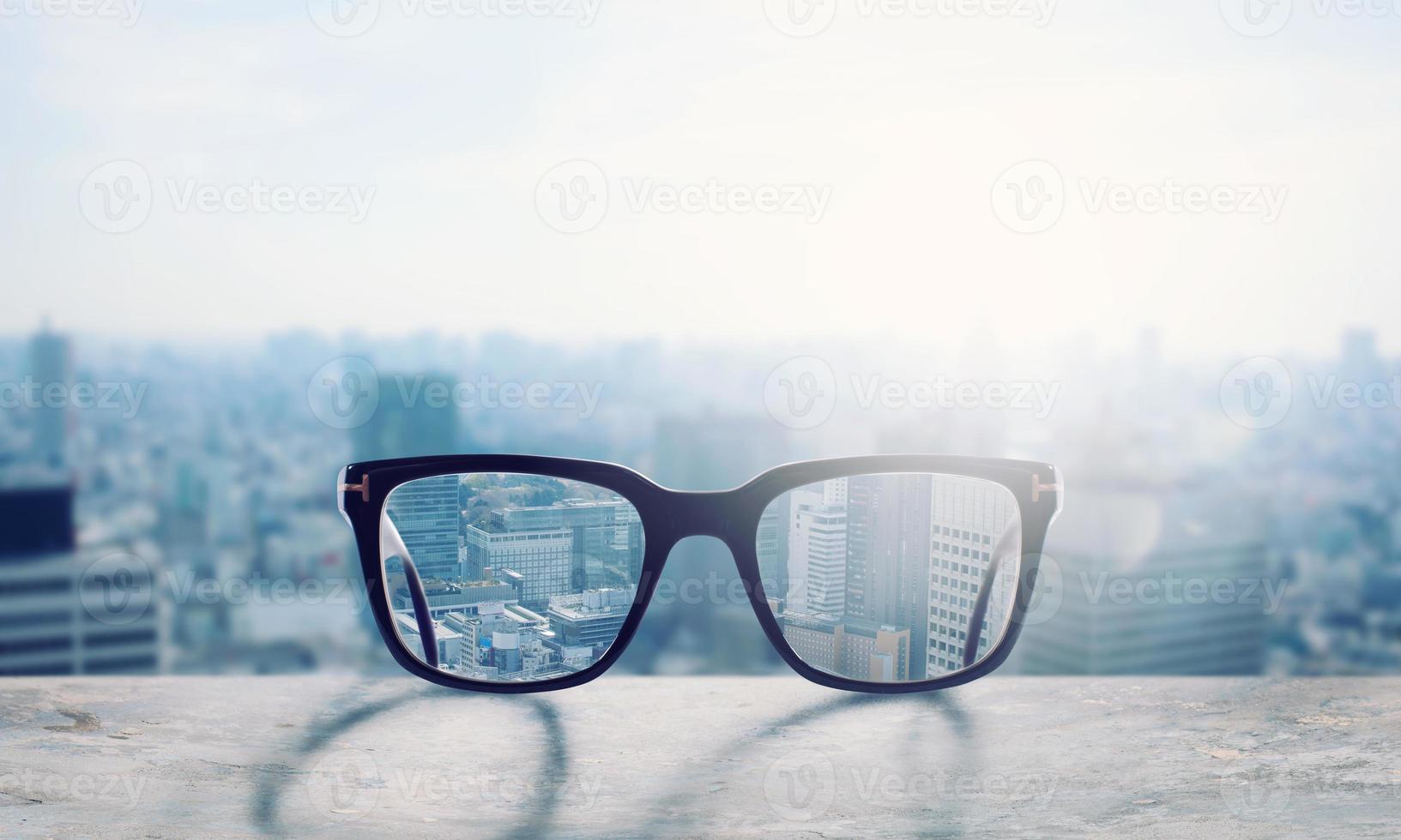 Glasses that correct eyesight from blurred to sharp photo