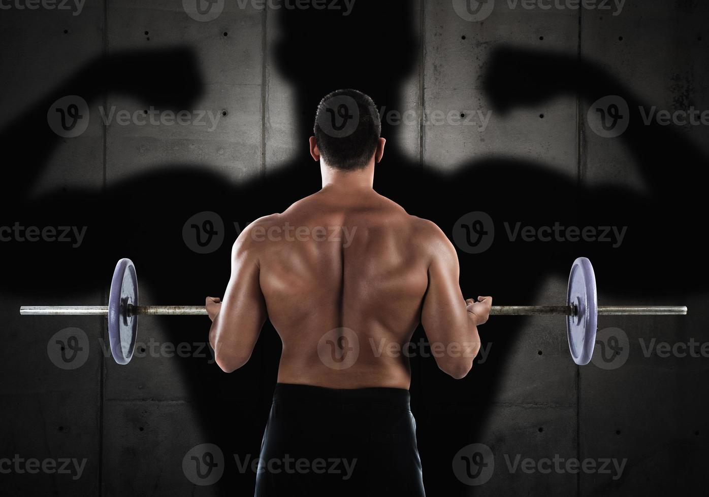 Workout with barbell photo