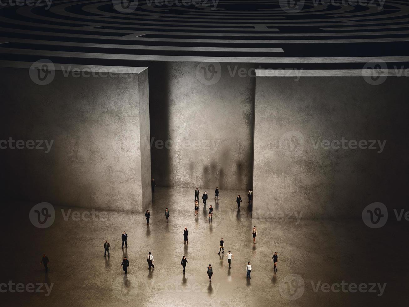 Exit of complicated maze. 3D Rendering photo