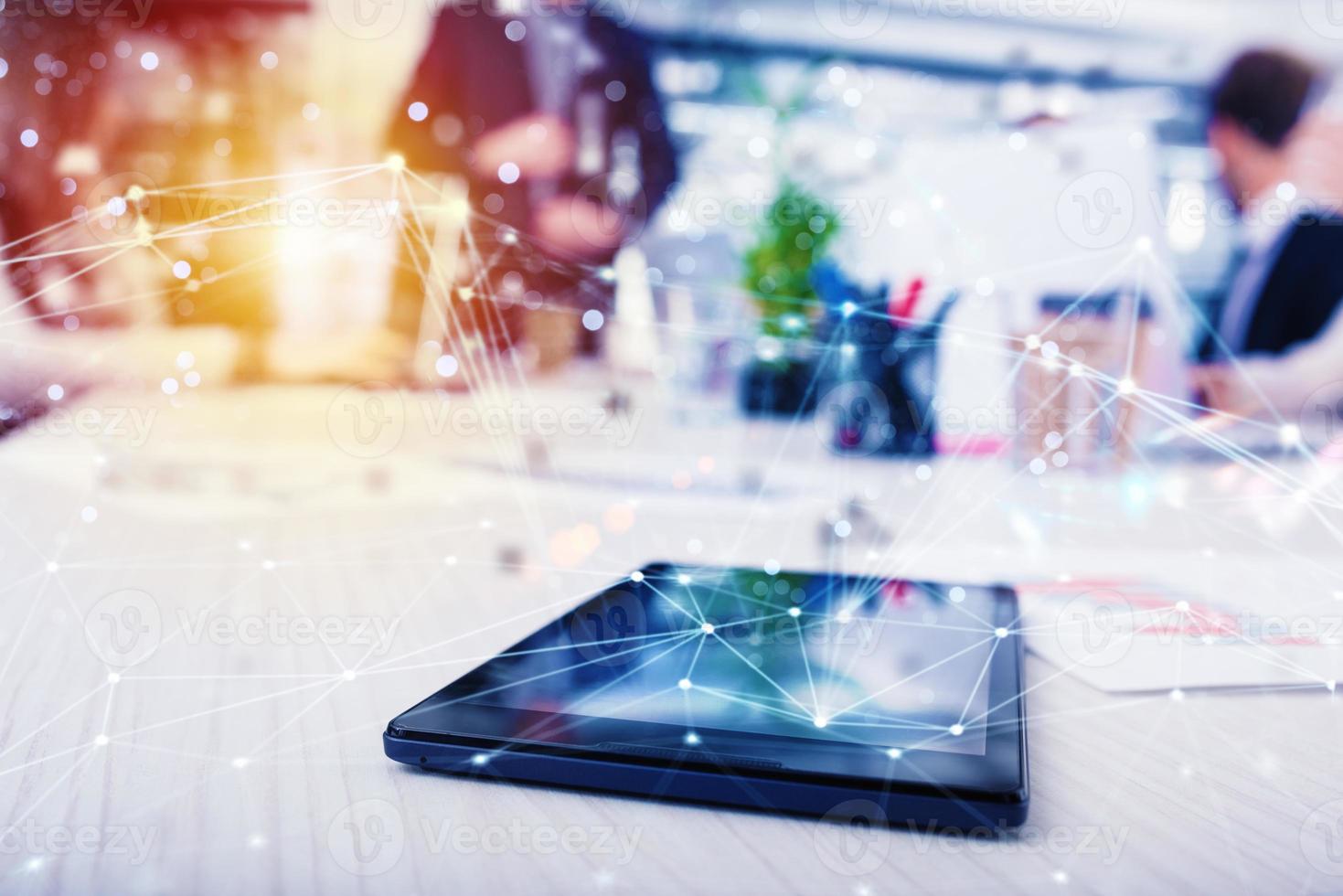 Tablet that shares multimedia with internet connection photo