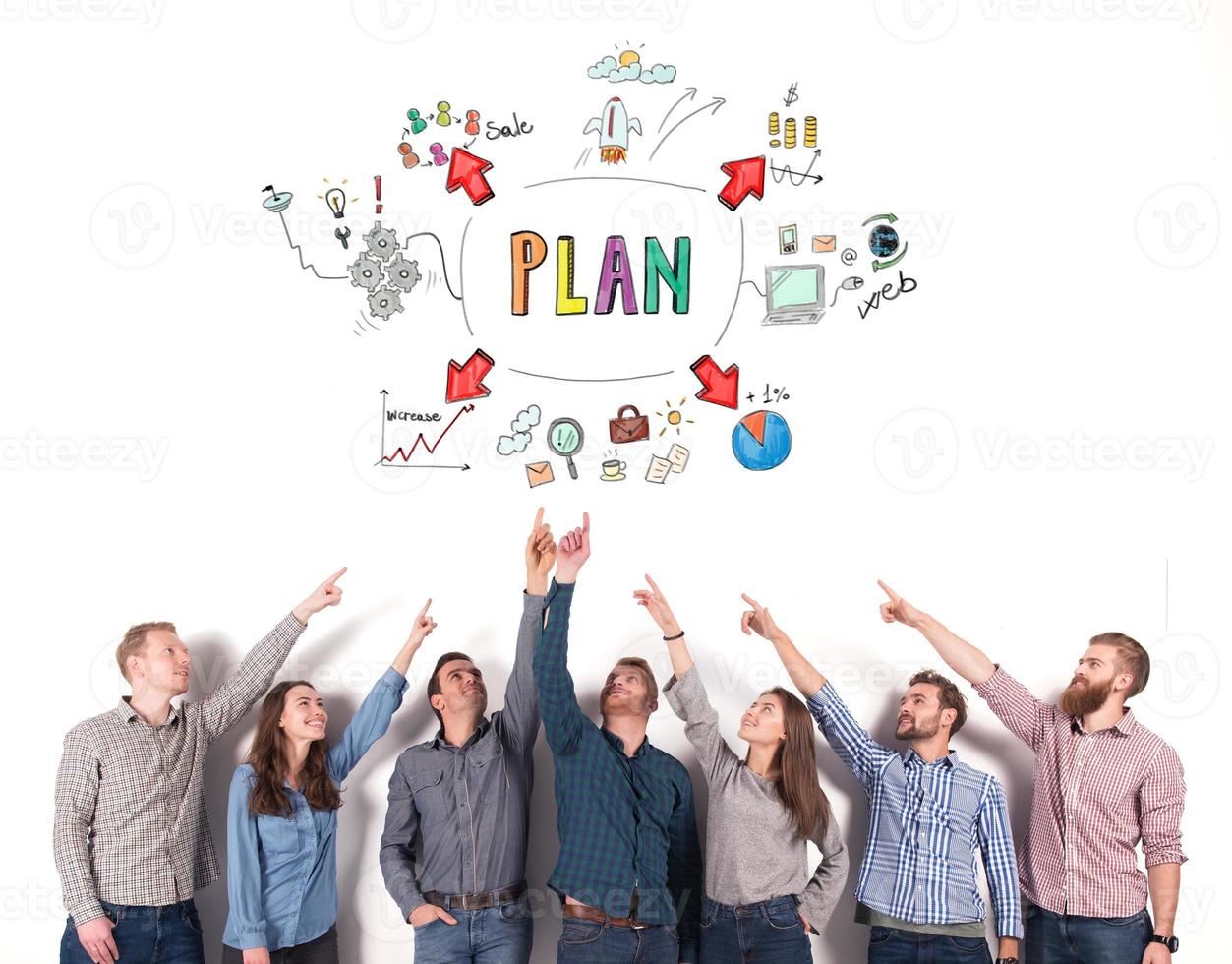 Business team indicate a business project. concept of creative idea and teamwork photo