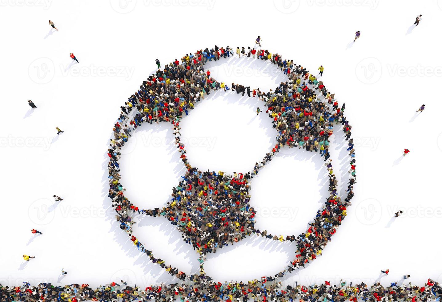 Many people together in a soccer ball shape. 3D Rendering photo