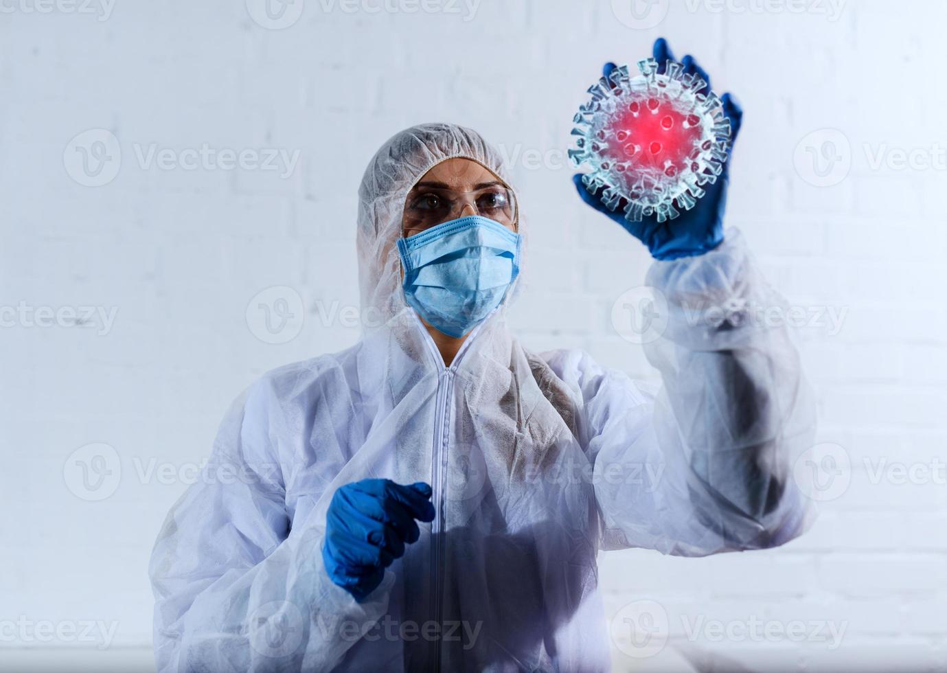 Medical science laboratory. Concept of bacteria research against covid-19 coronavirus photo