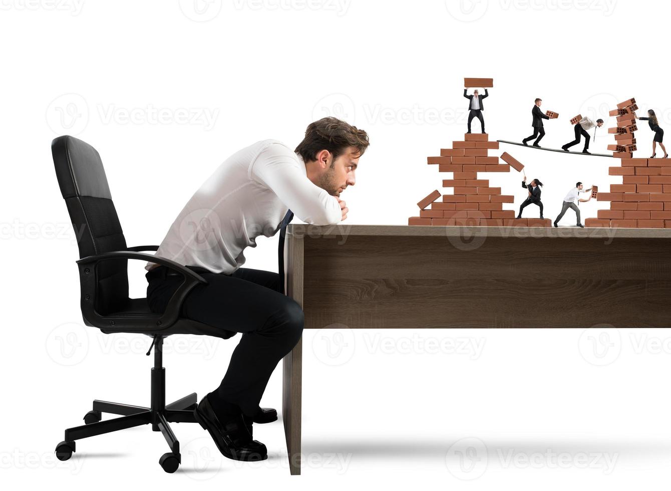 Boss builds a business team photo